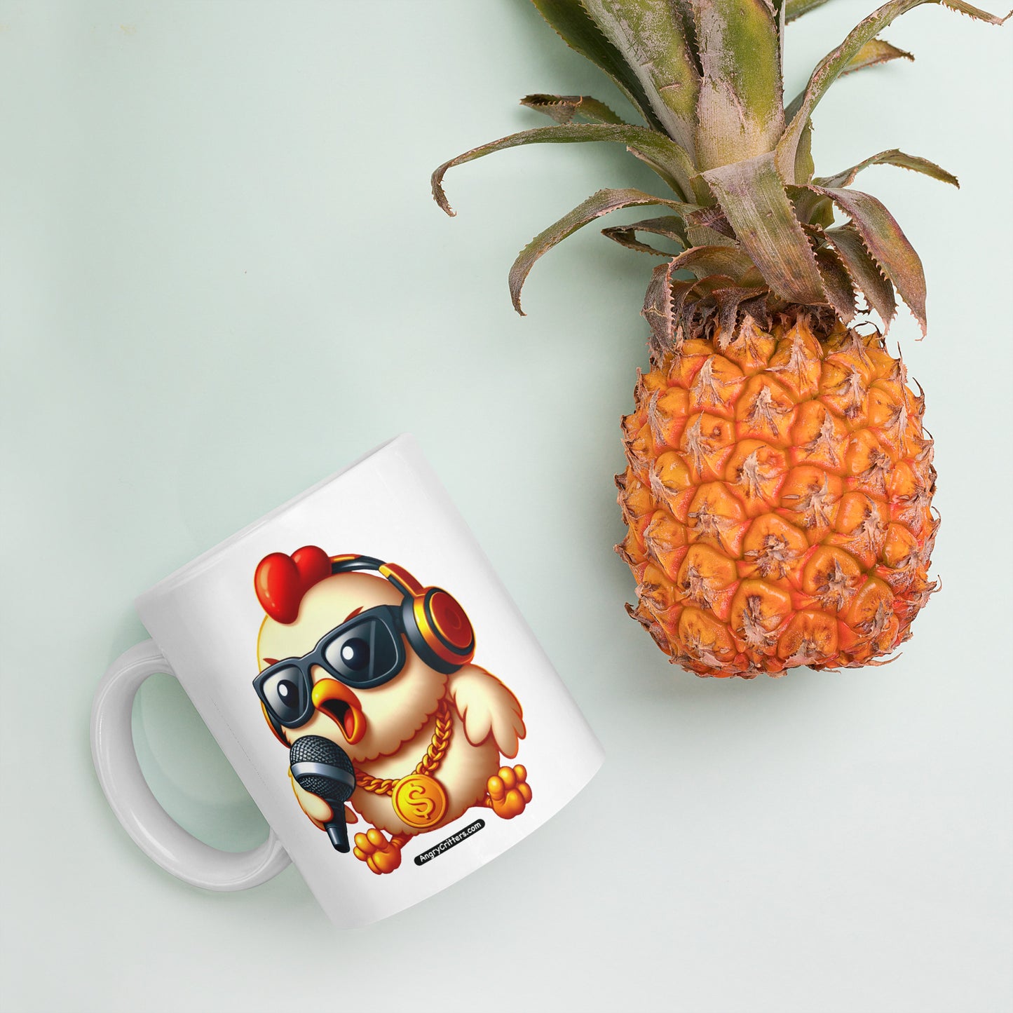 Angry Critters - Rap Chick White glossy mug