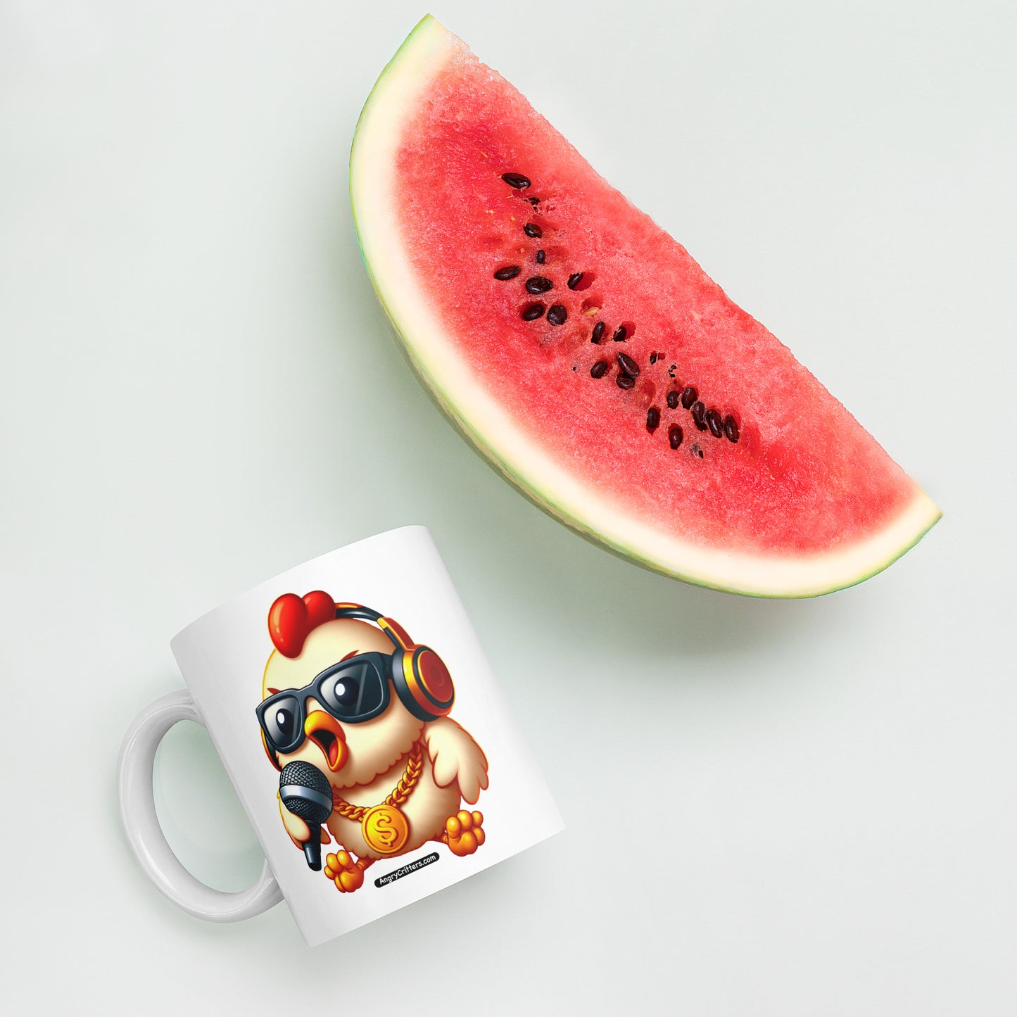 Angry Critters - Rap Chick White glossy mug