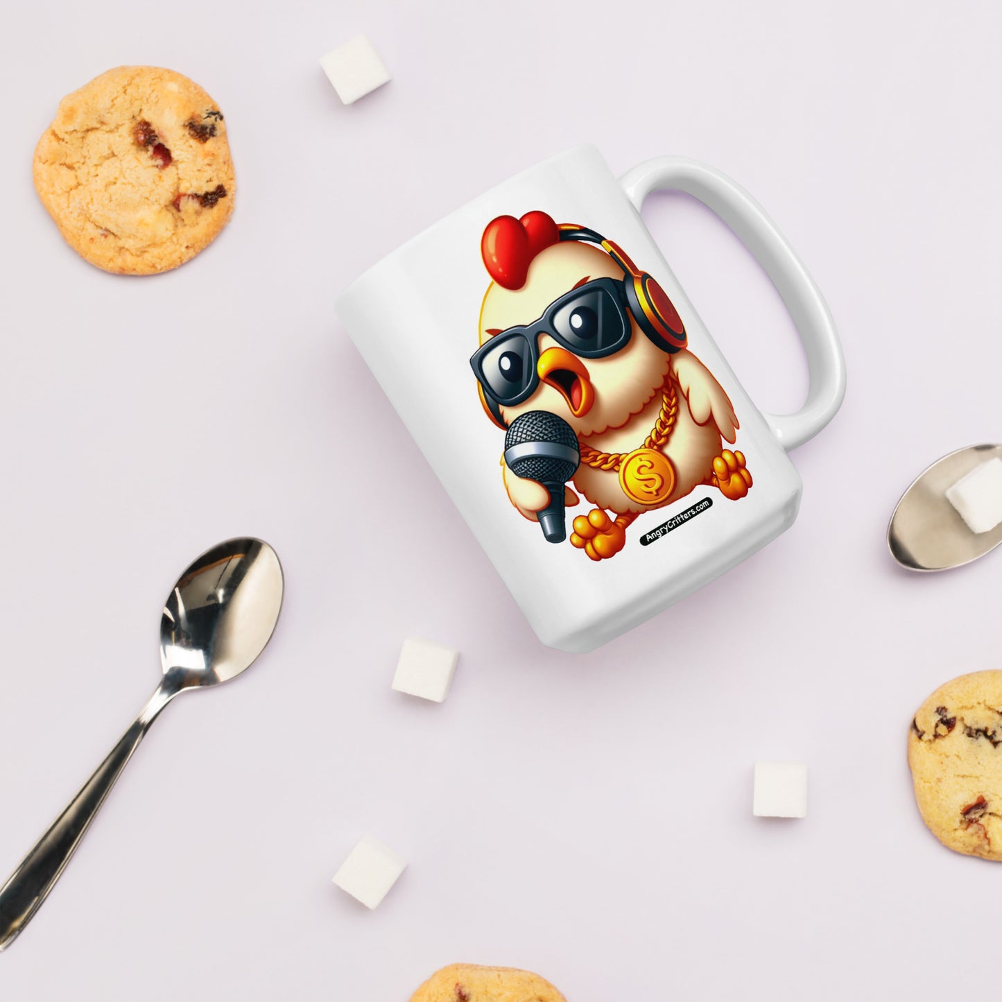 Angry Critters - Rap Chick White glossy mug