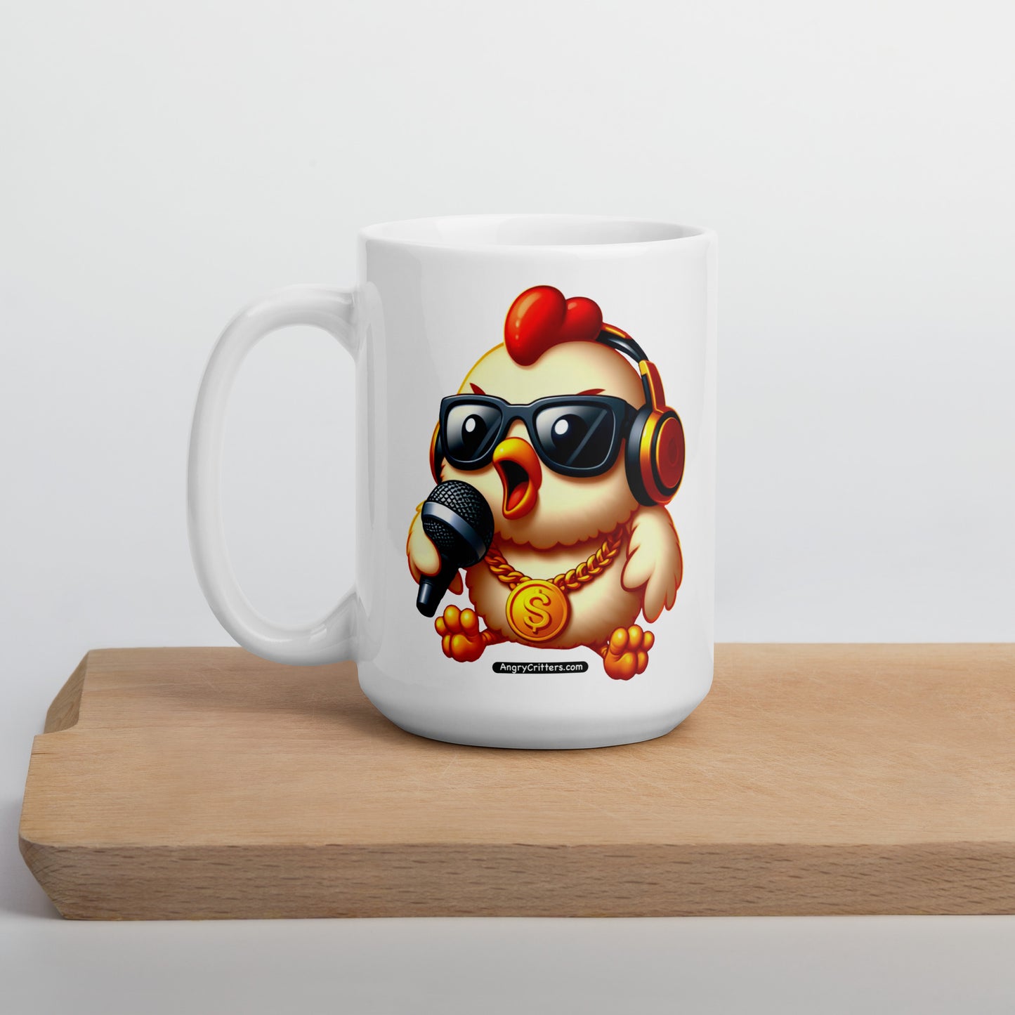 Angry Critters - Rap Chick White glossy mug