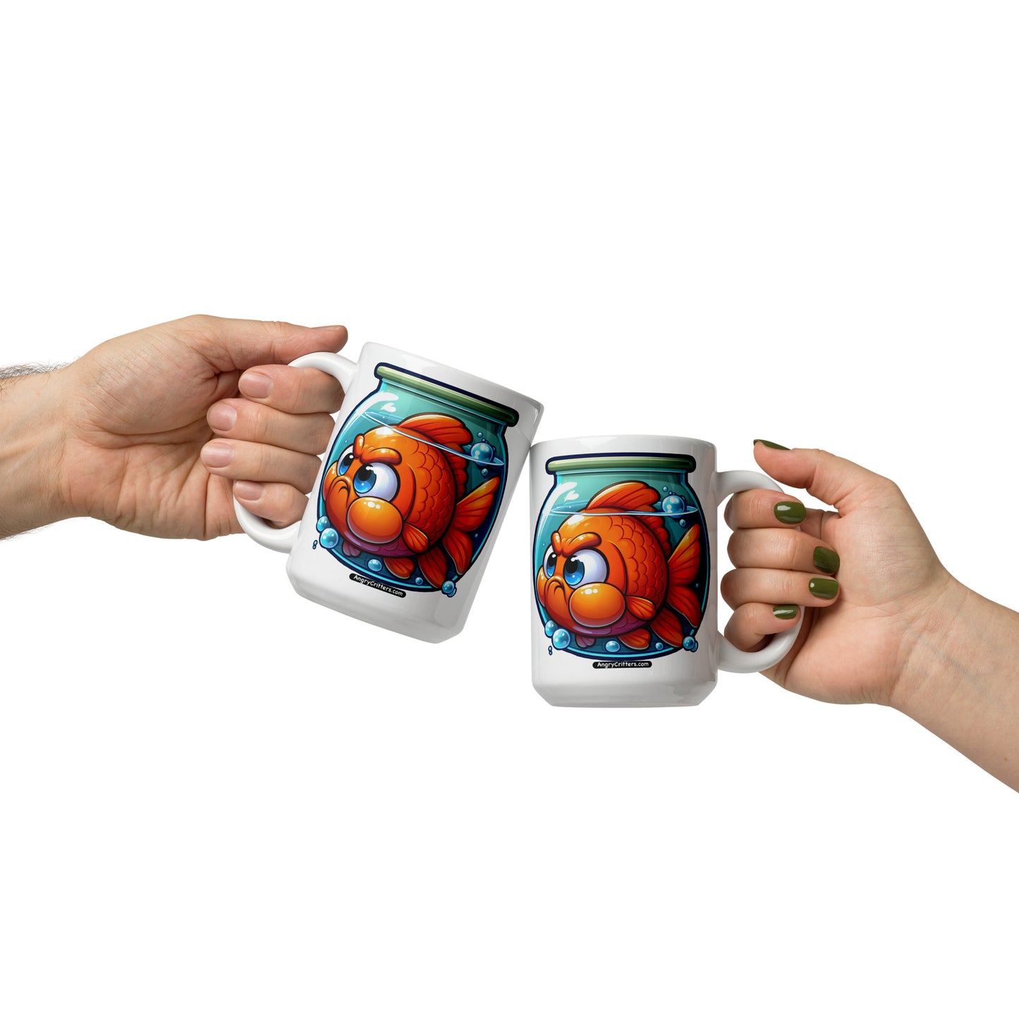 Angry Critters - Goldfish White glossy mug