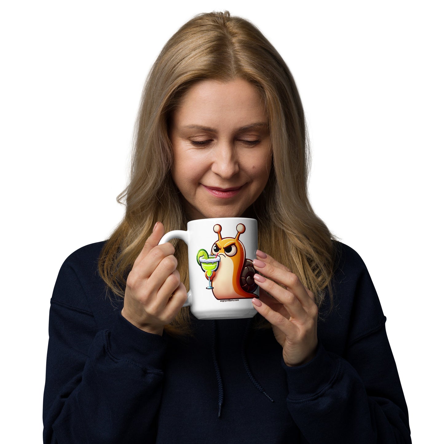 Angry Critters - Snail with Margarita White glossy mug