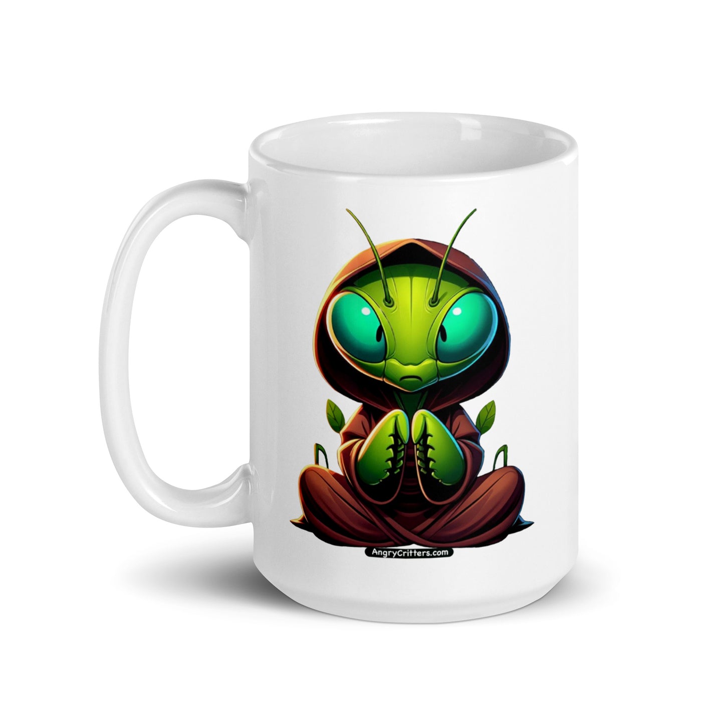 Angry Critters - Praying Mantis Praying White glossy mug