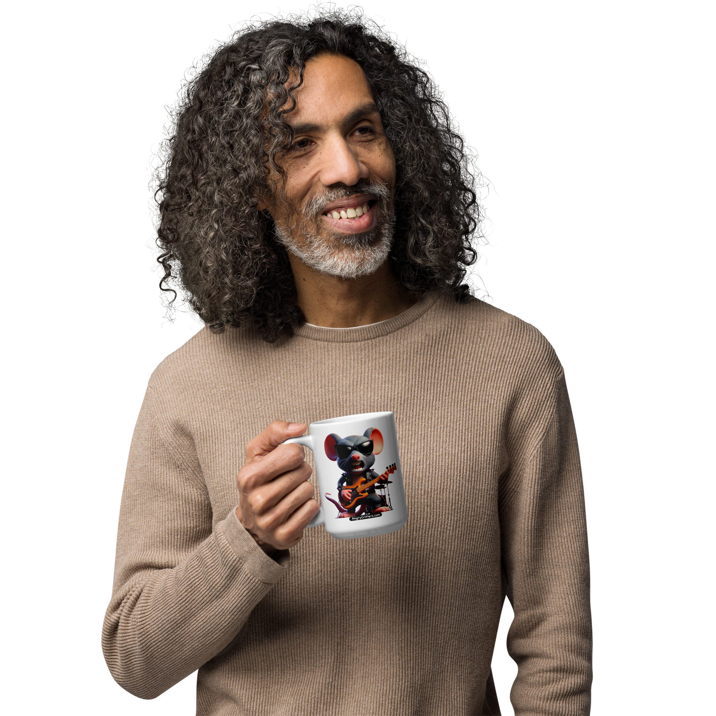 Angry Critters - Rock Rat White glossy mug
