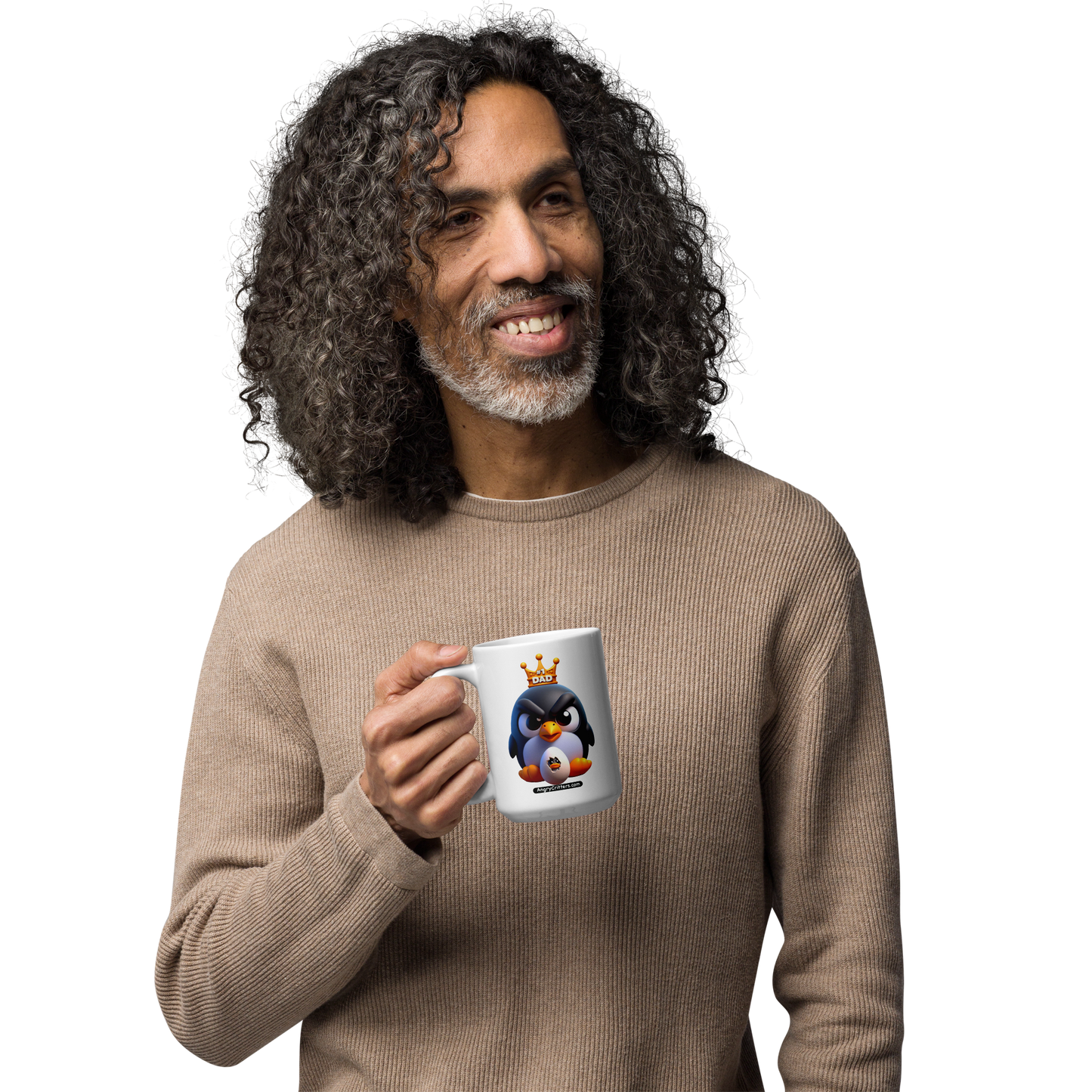 Angry Critters - Penguin Dad, White glossy mug