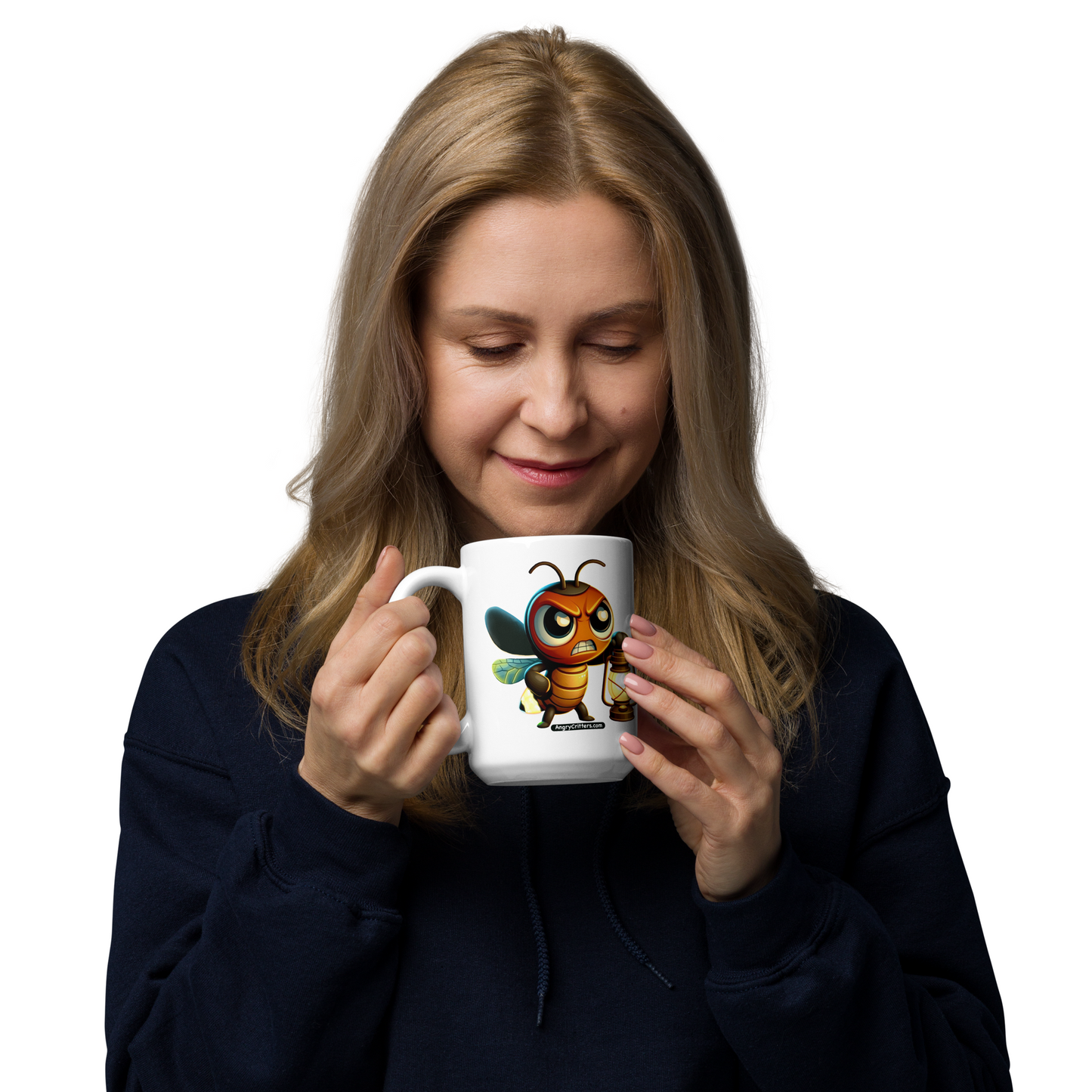 Angry Critters - Firefly with Lamp, White glossy mug