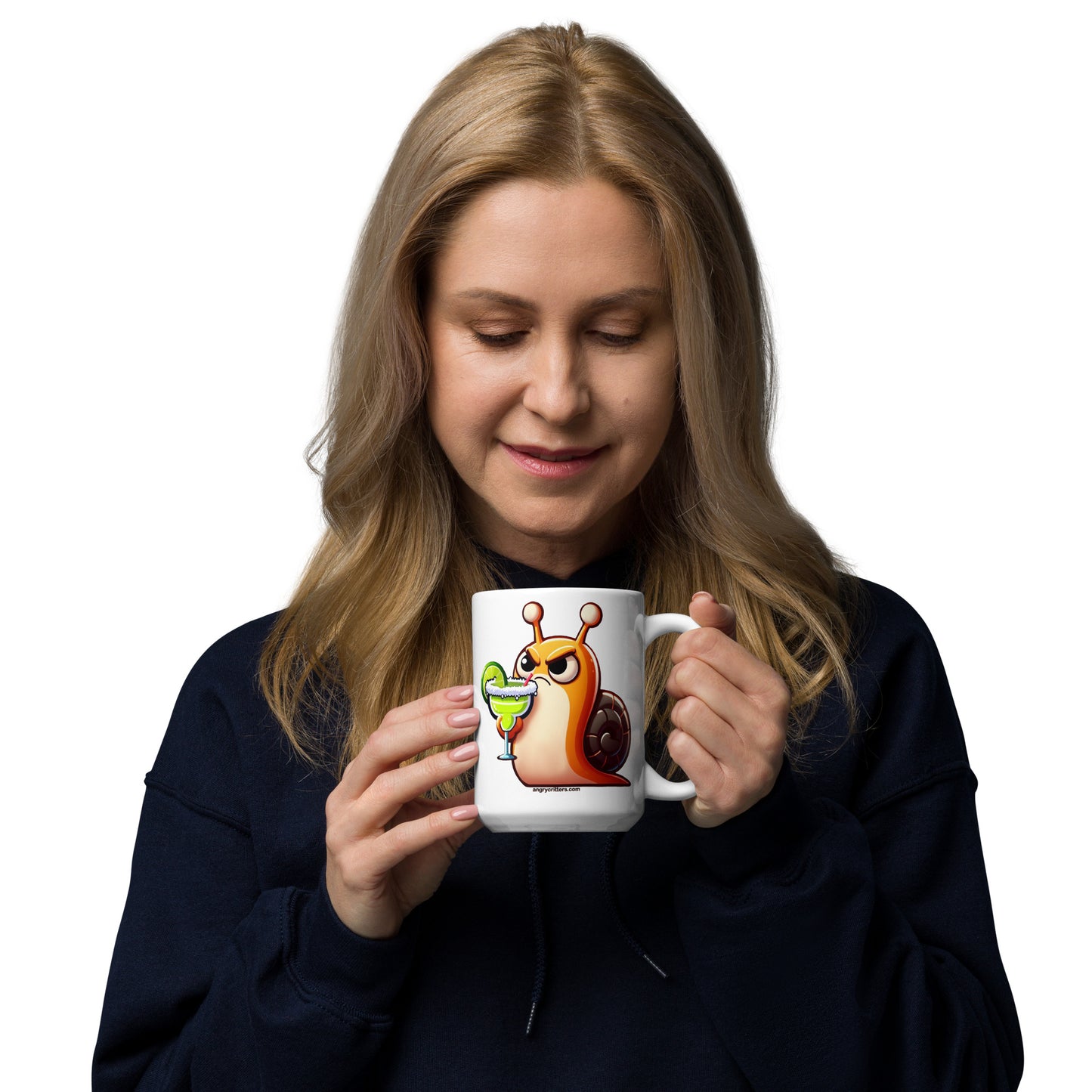 Angry Critters - Snail with Margarita White glossy mug