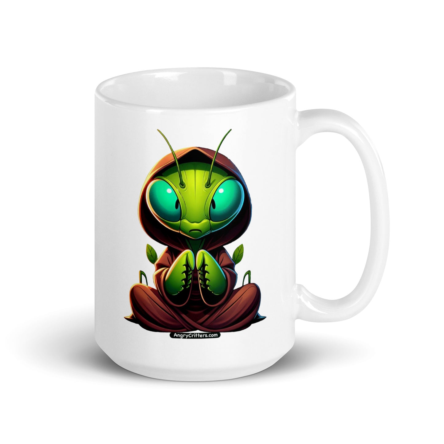 Angry Critters - Praying Mantis Praying White glossy mug