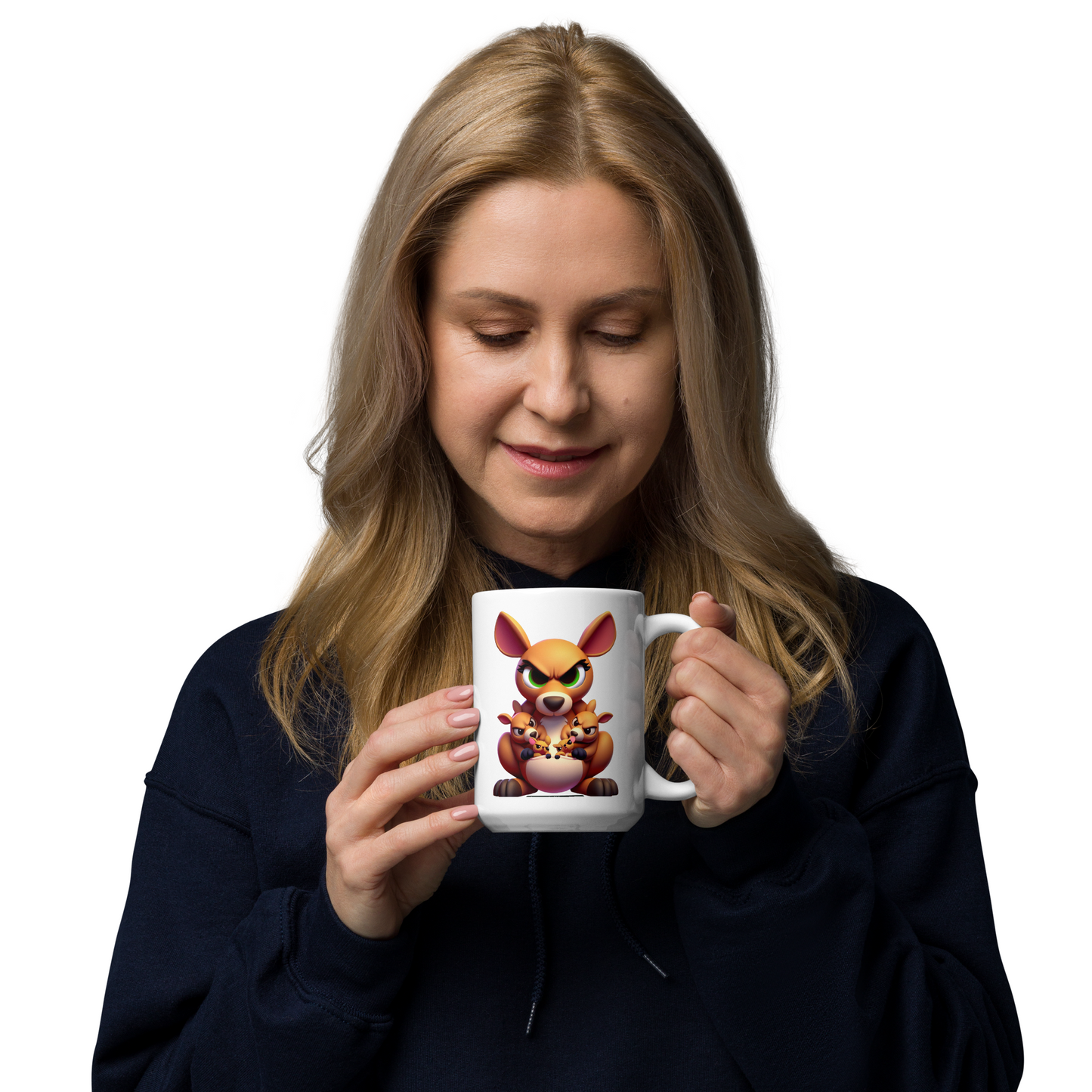 Angry Critters - Kangaroo Mom White glossy mug