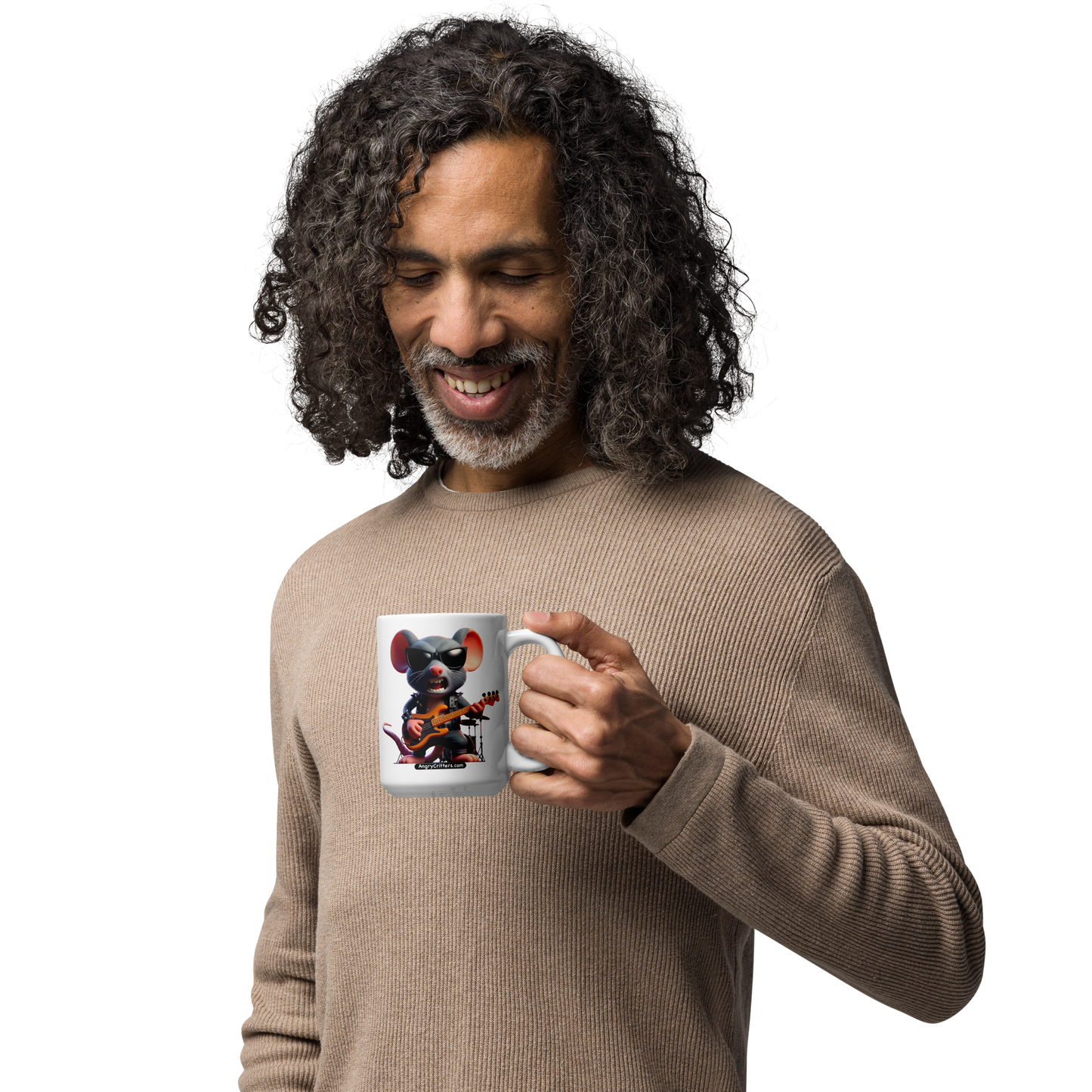 Angry Critters - Rock Rat White glossy mug