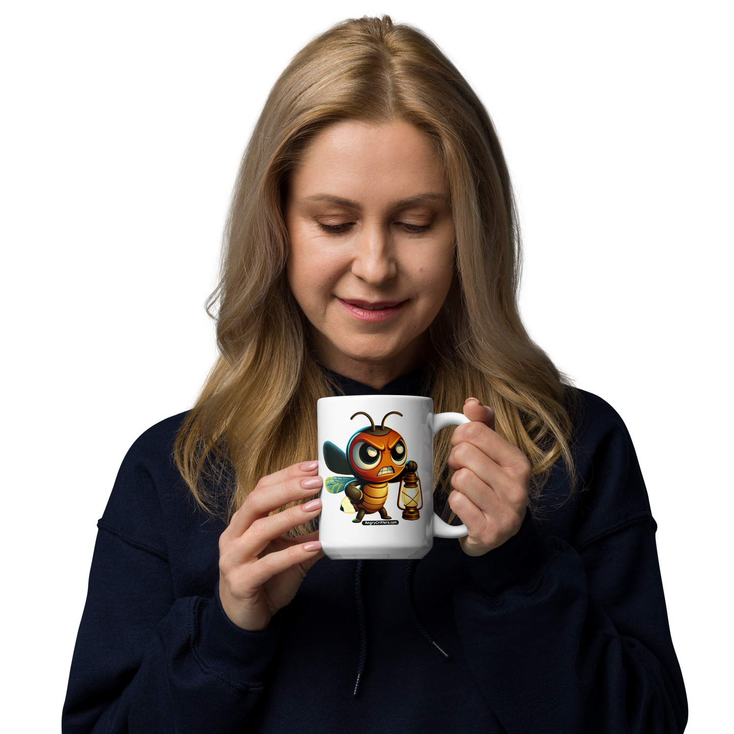 Angry Critters - Firefly with Lamp, White glossy mug