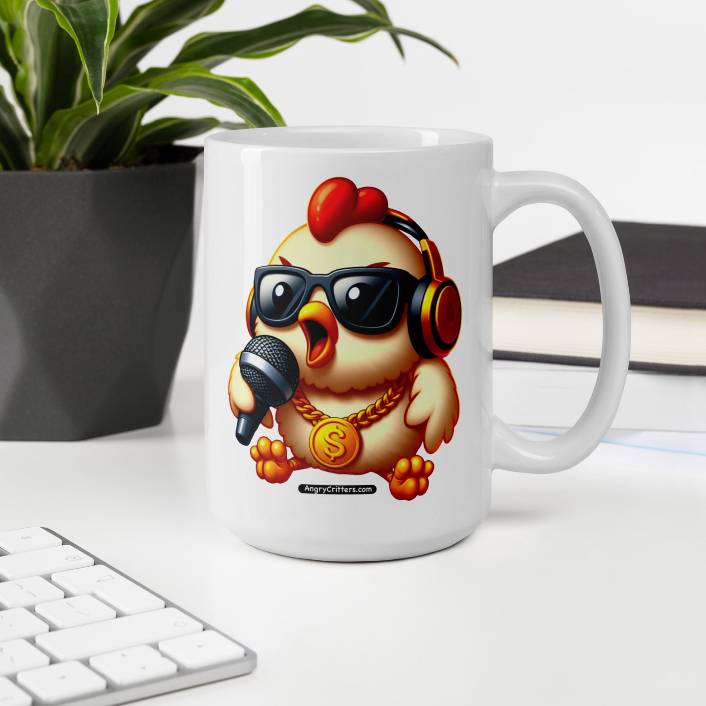 Angry Critters - Rap Chick White glossy mug