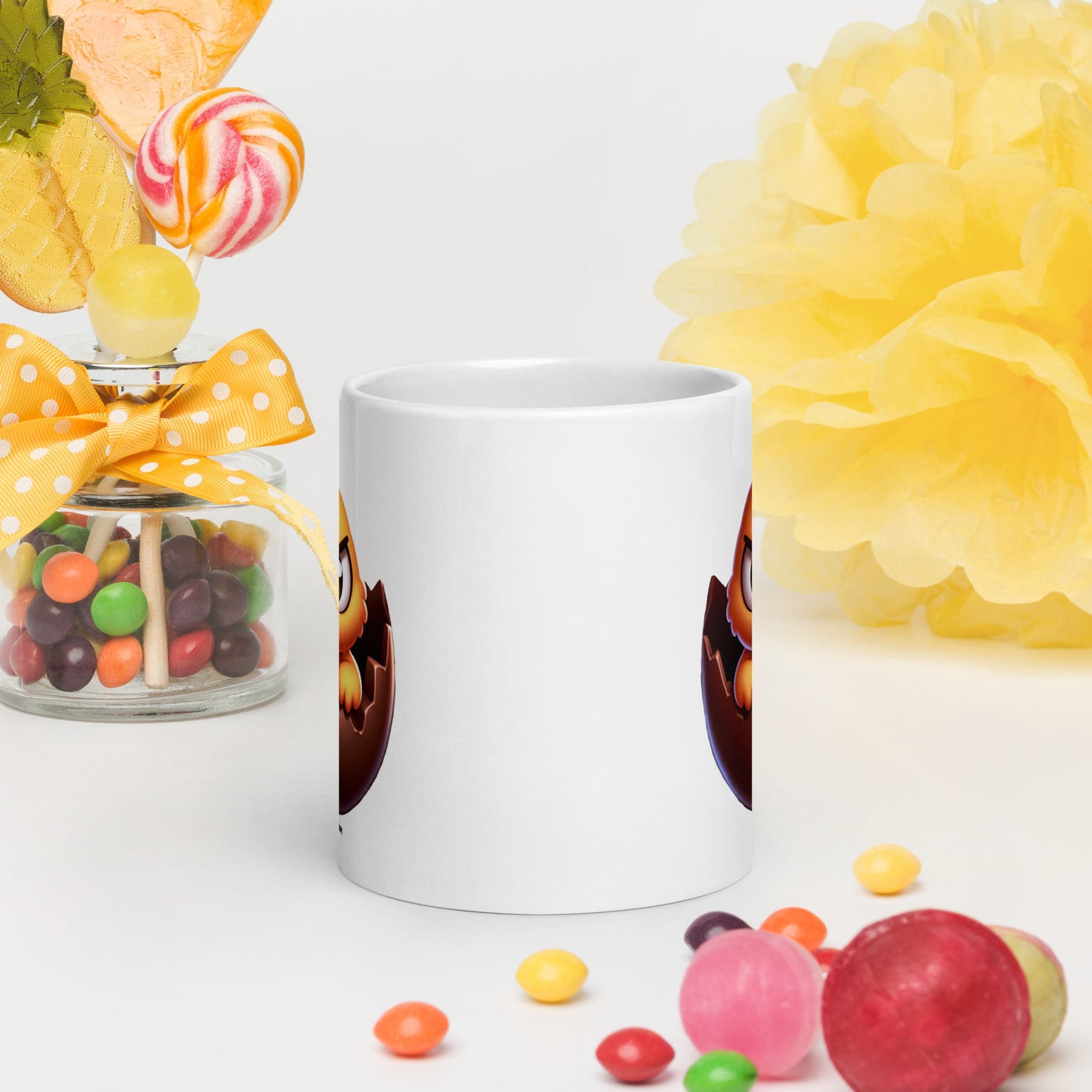 Angry Critters - Chick in Chocolate Egg White glossy mug