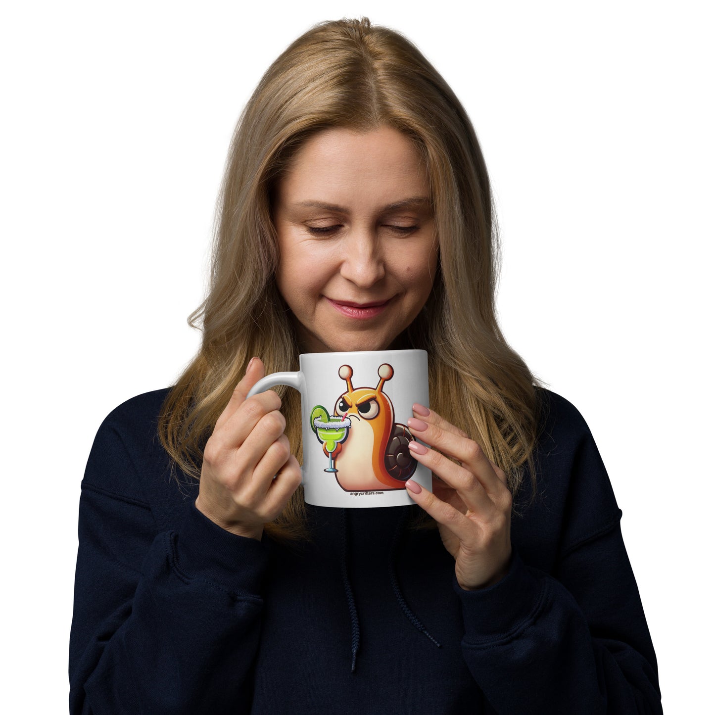Angry Critters - Snail with Margarita White glossy mug