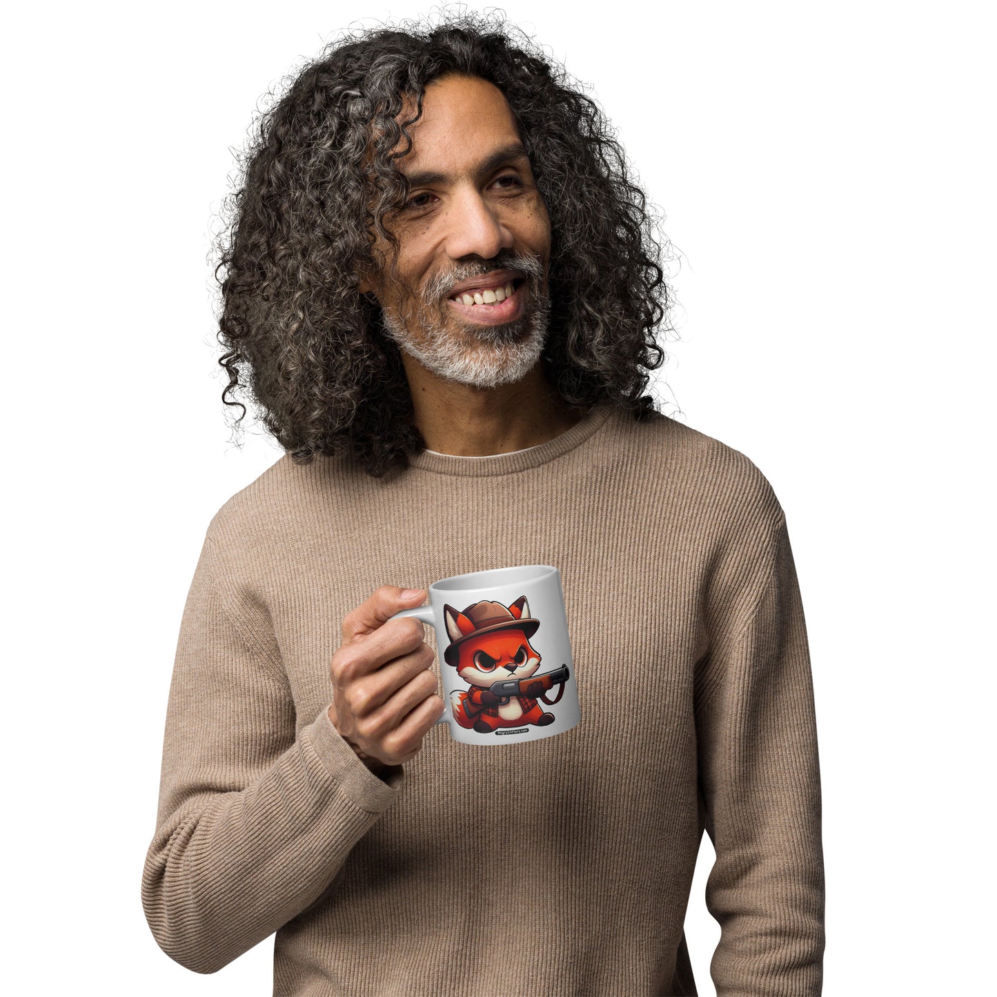 Angry Critters - Fox Hunter White glossy mug