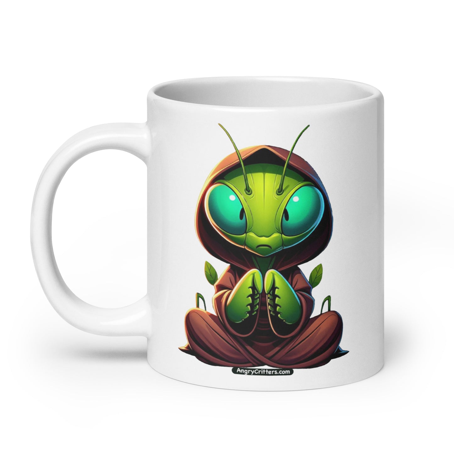Angry Critters - Praying Mantis Praying White glossy mug