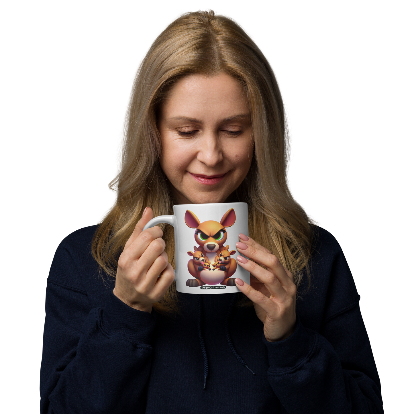 Angry Critters - Kangaroo Mom White glossy mug