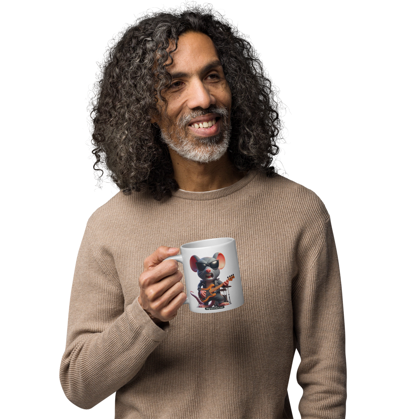 Angry Critters - Rock Rat White glossy mug