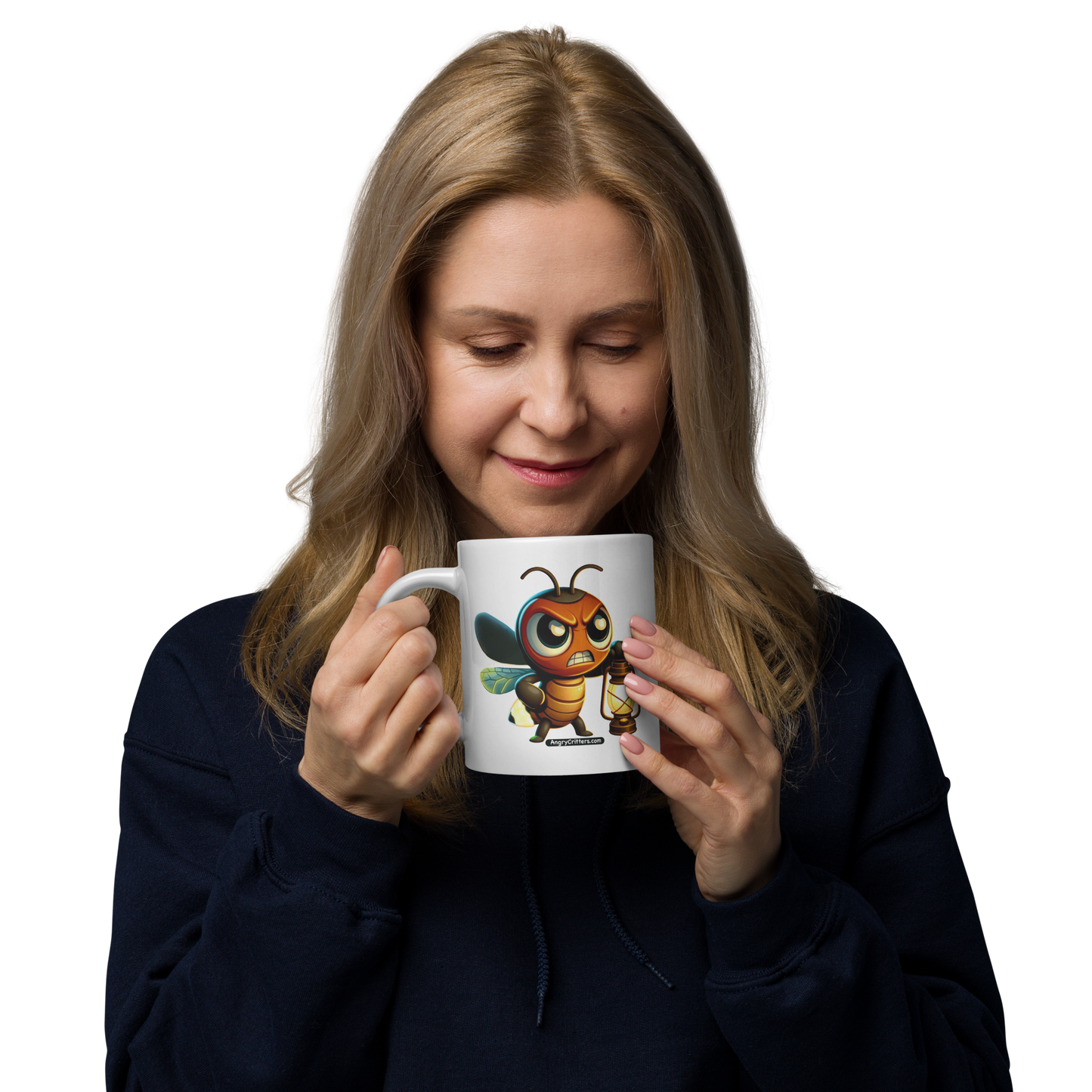 Angry Critters - Firefly with Lamp, White glossy mug