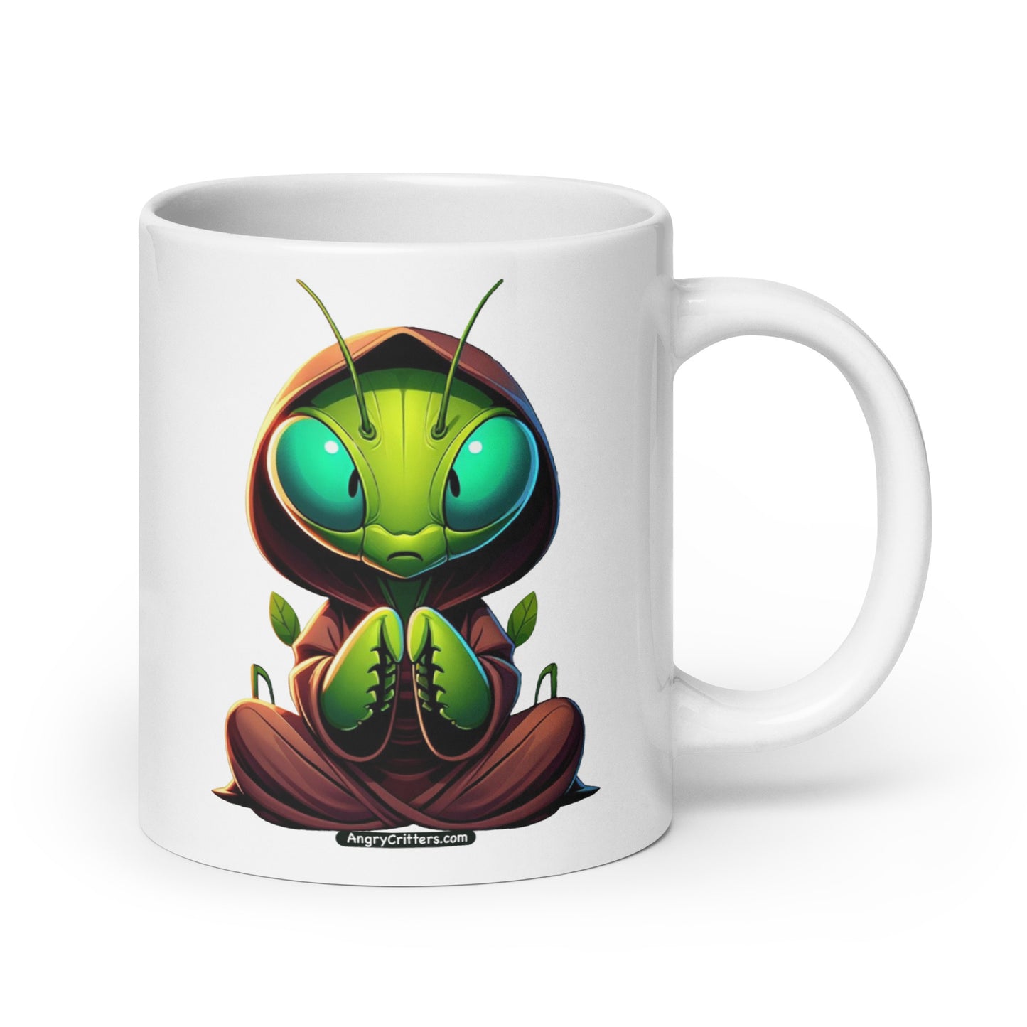 Angry Critters - Praying Mantis Praying White glossy mug