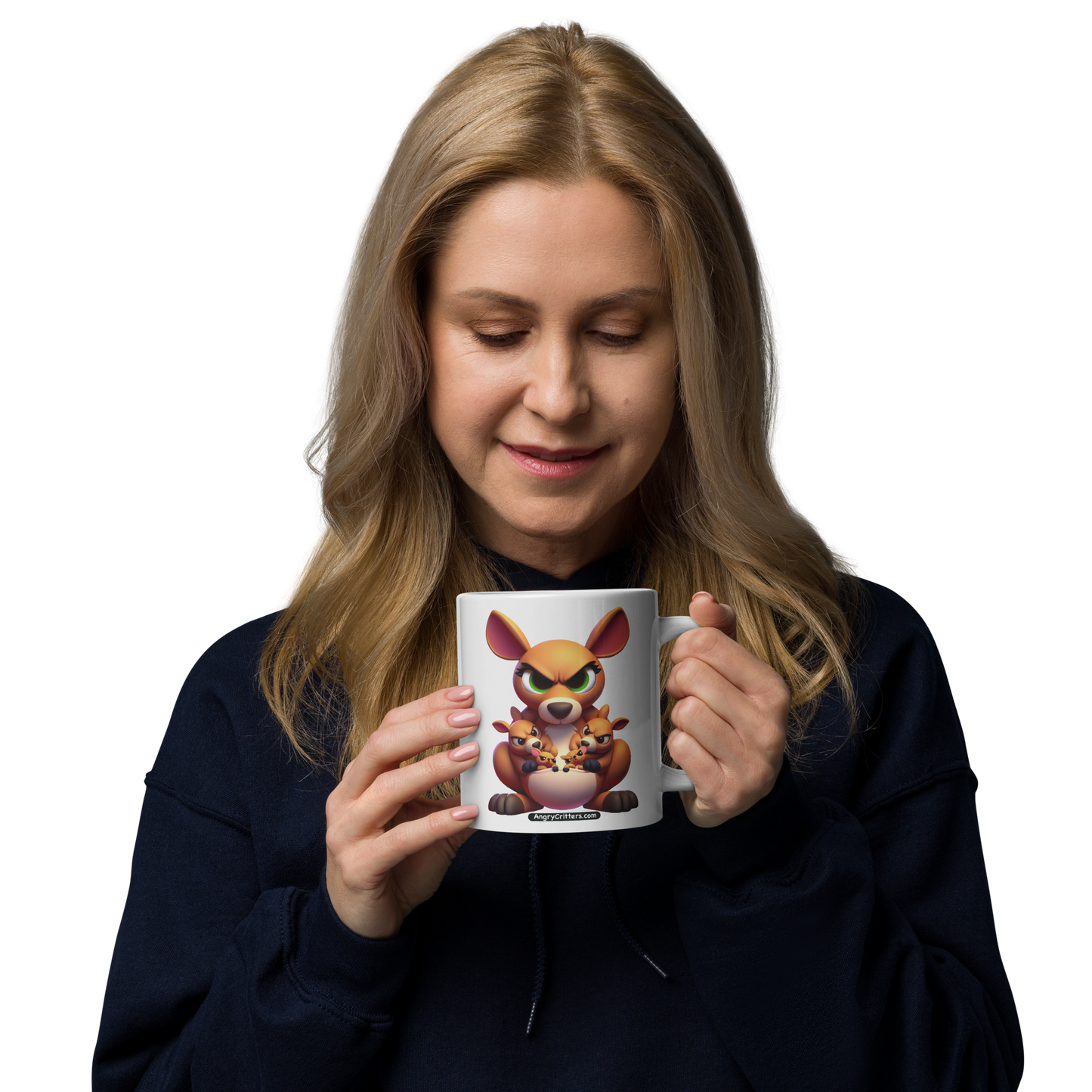 Angry Critters - Kangaroo Mom White glossy mug