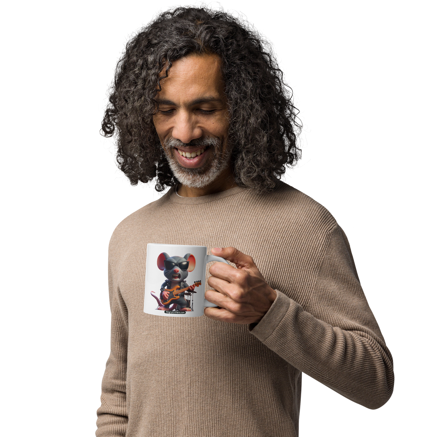 Angry Critters - Rock Rat White glossy mug