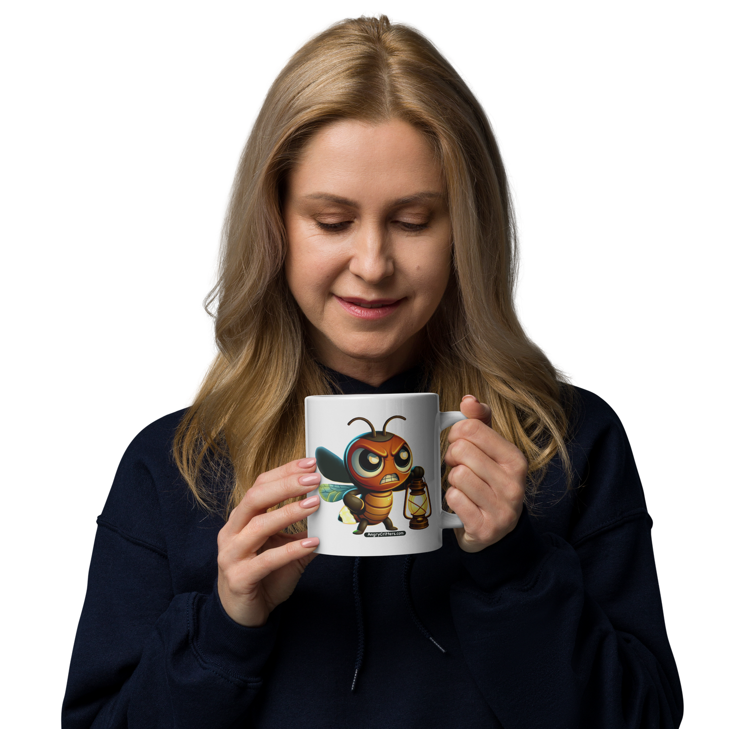 Angry Critters - Firefly with Lamp, White glossy mug