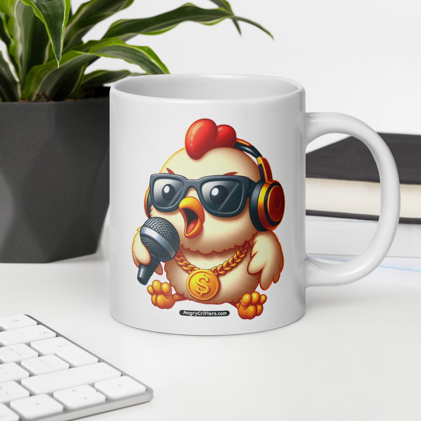 Angry Critters - Rap Chick White glossy mug