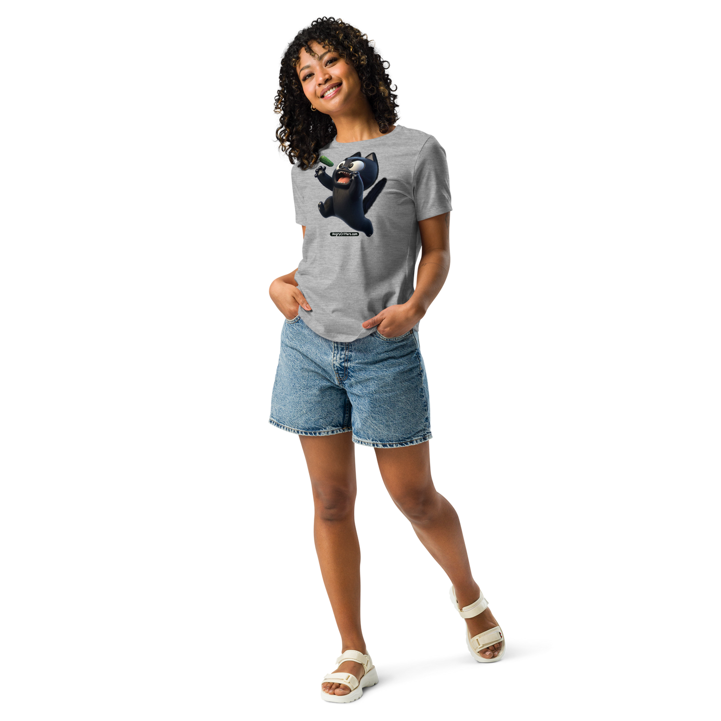 Angry Critters - Black Cat Scare, Women's Relaxed T-Shirt