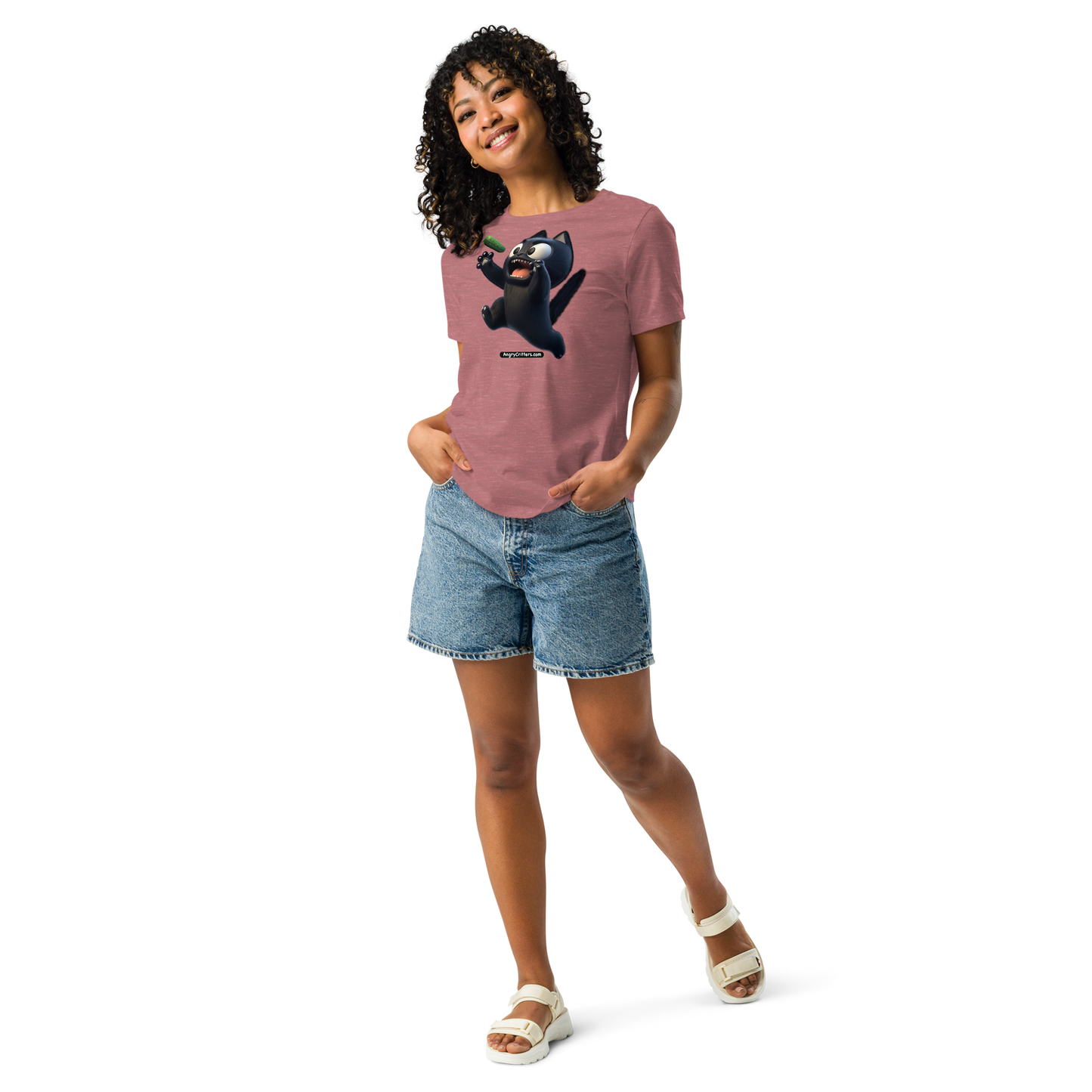 Angry Critters - Black Cat Scare, Women's Relaxed T-Shirt