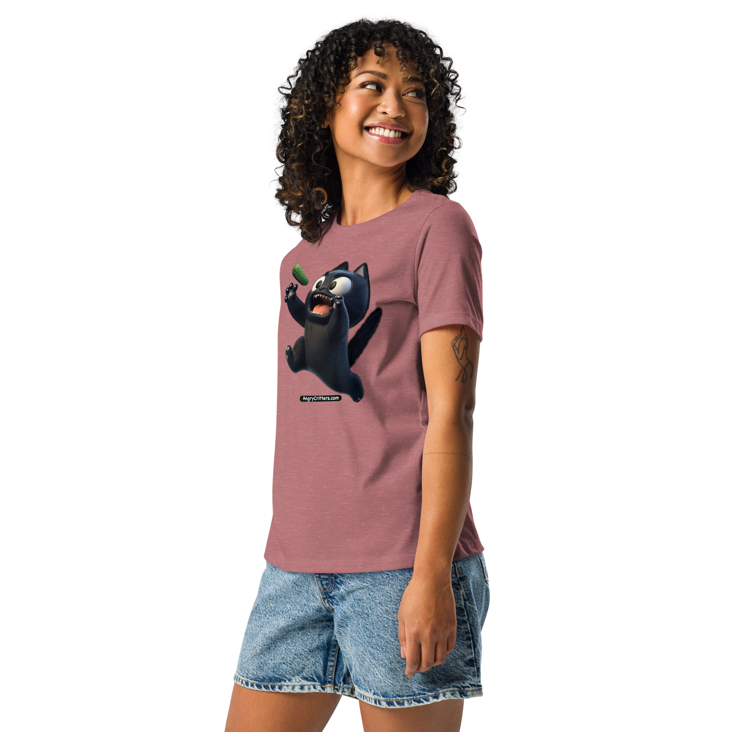 Angry Critters - Black Cat Scare, Women's Relaxed T-Shirt