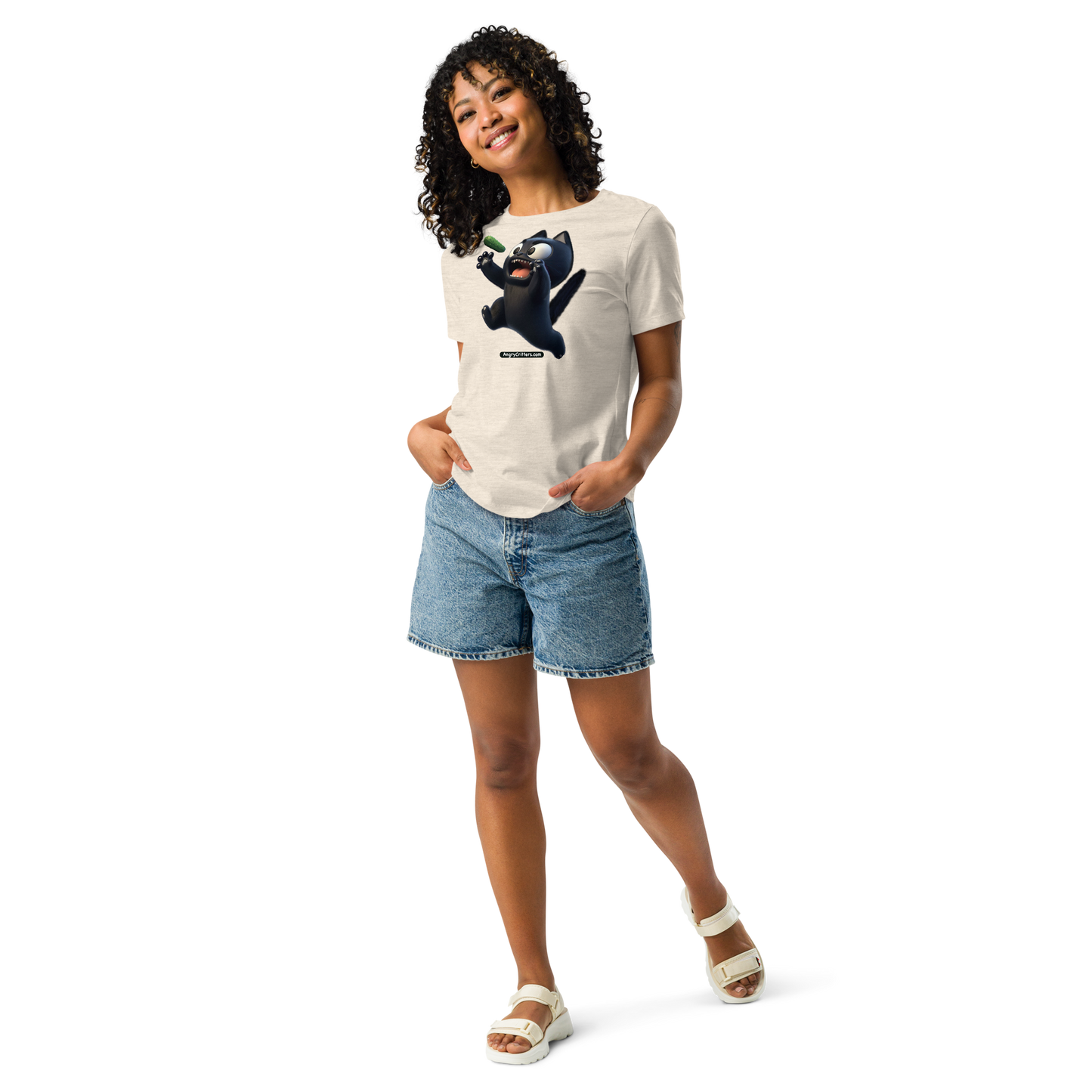Angry Critters - Black Cat Scare, Women's Relaxed T-Shirt