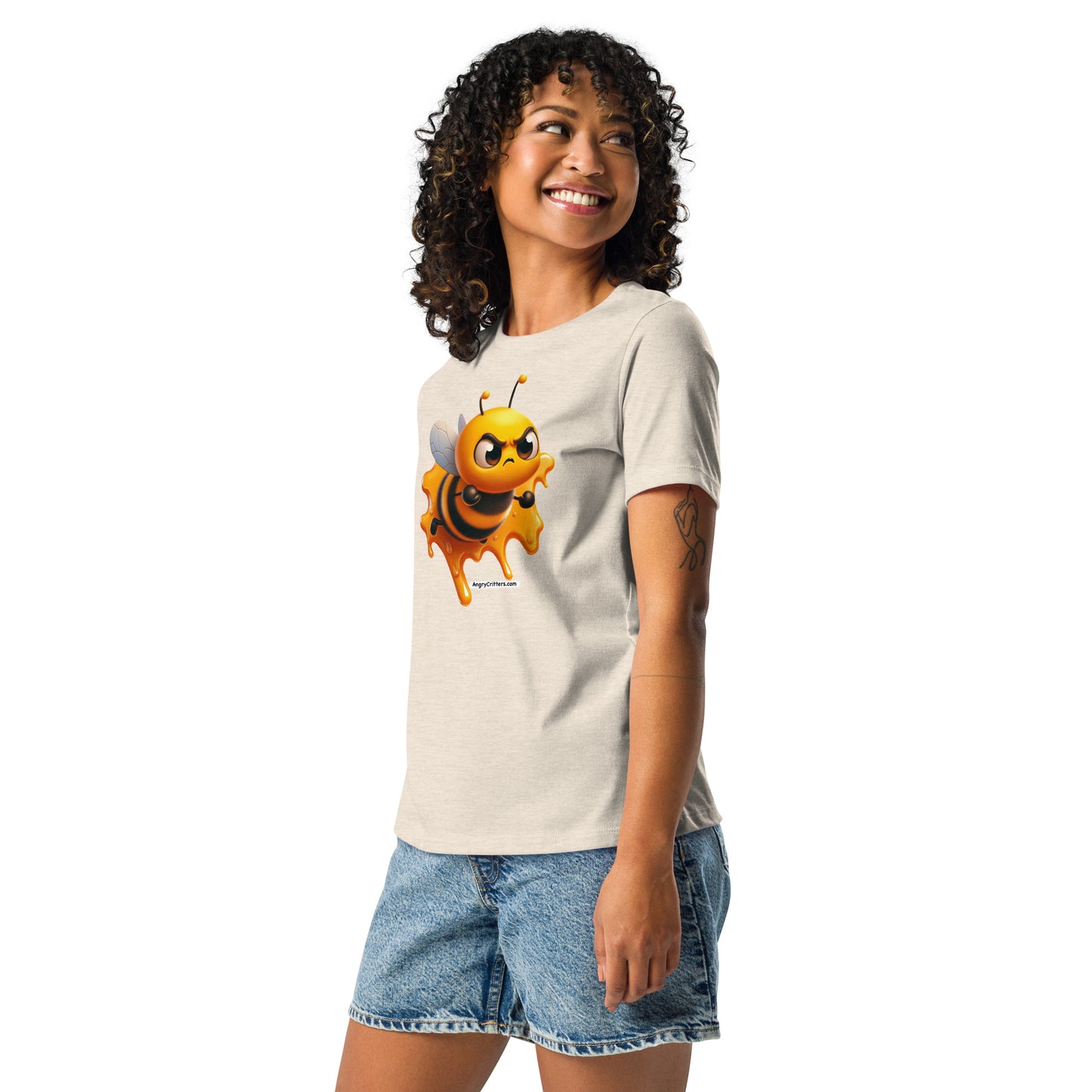 Angry Critters - Bee Stuck in Honey Women's Relaxed T-Shirt