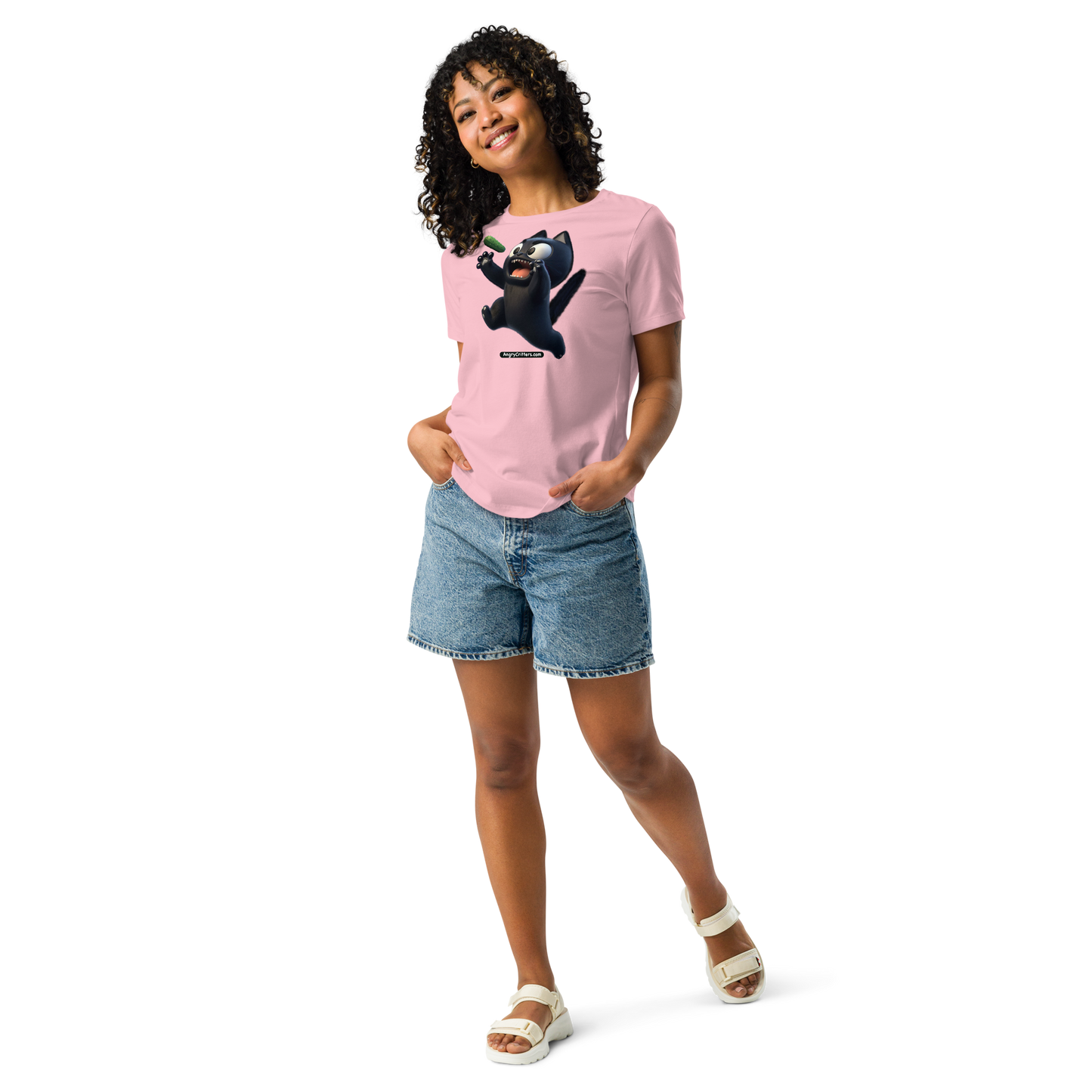 Angry Critters - Black Cat Scare, Women's Relaxed T-Shirt