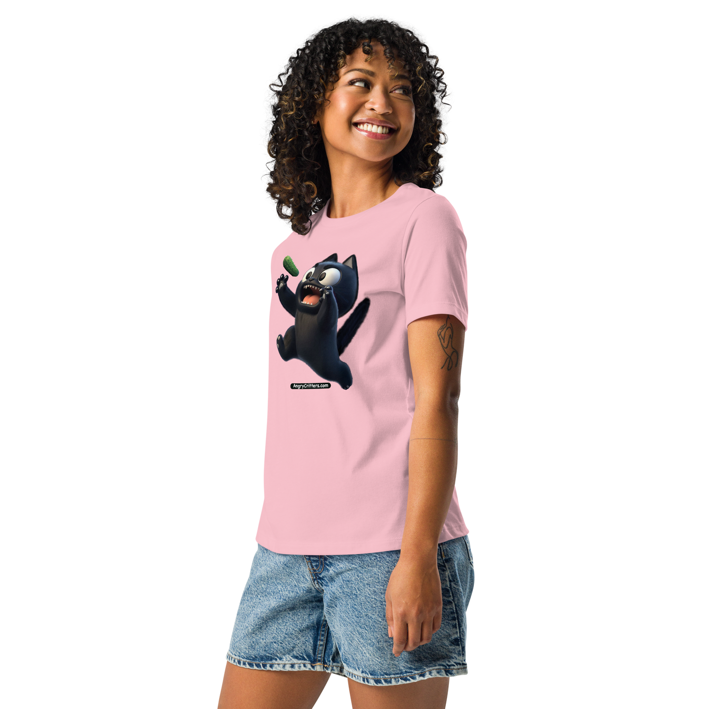 Angry Critters - Black Cat Scare, Women's Relaxed T-Shirt