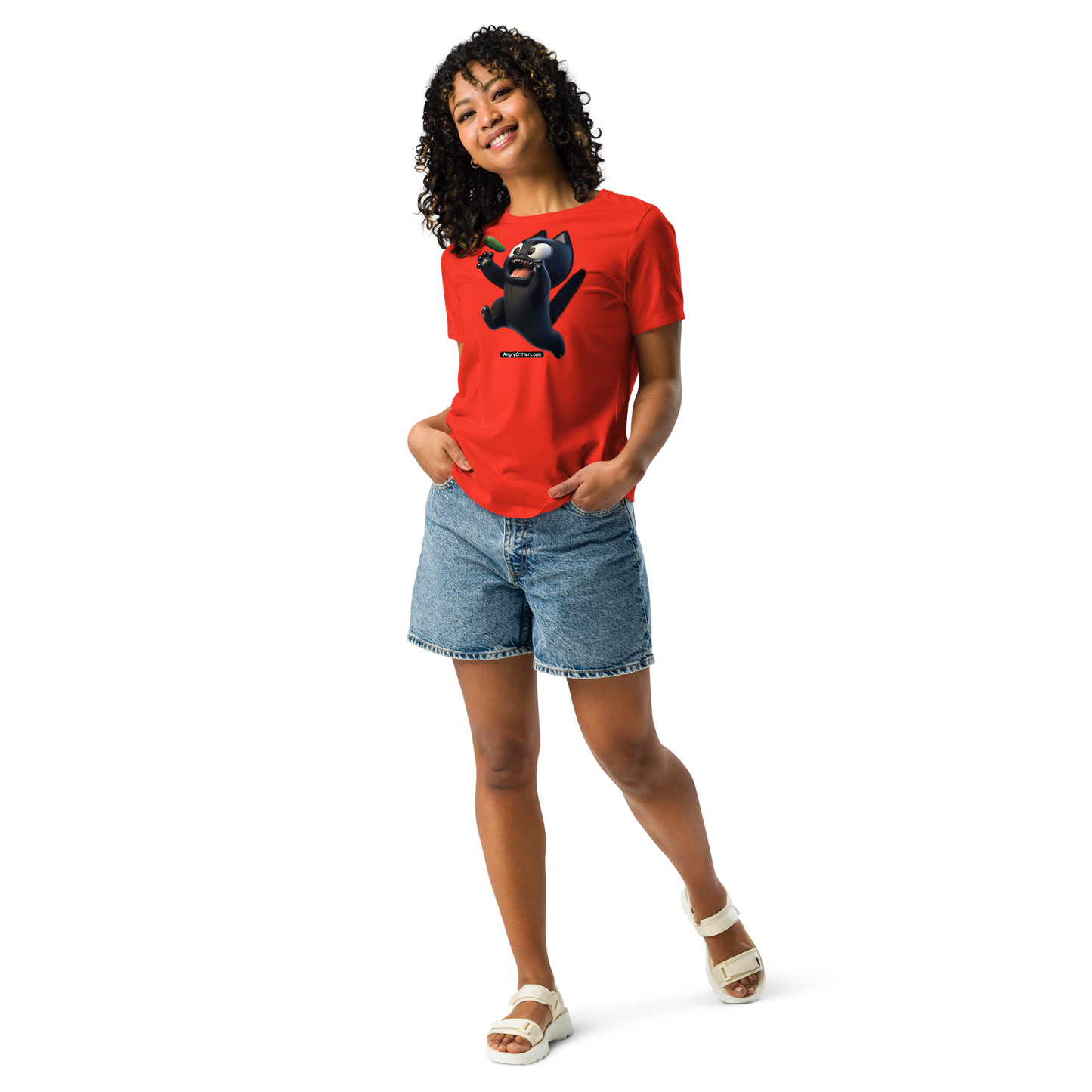 Angry Critters - Black Cat Scare, Women's Relaxed T-Shirt