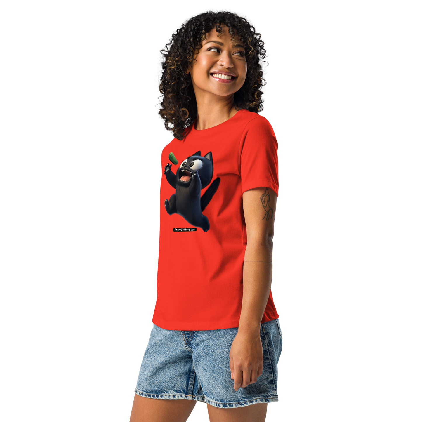 Angry Critters - Black Cat Scare, Women's Relaxed T-Shirt