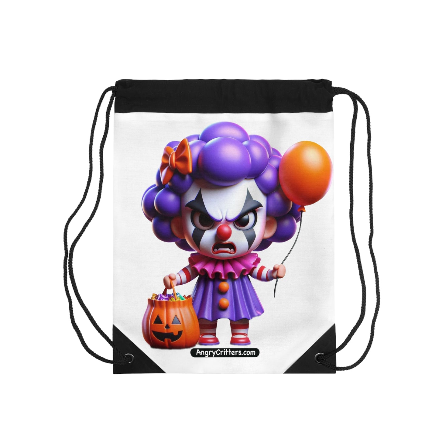 Angry Critters - Halloween Clown Purple, Drawstring Bag