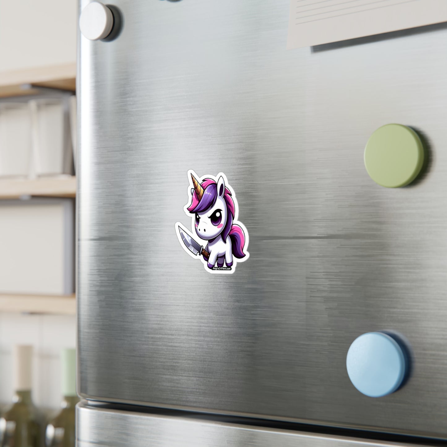 Angry Critters - Unicorn with a Blade, Kiss-Cut Vinyl Decals