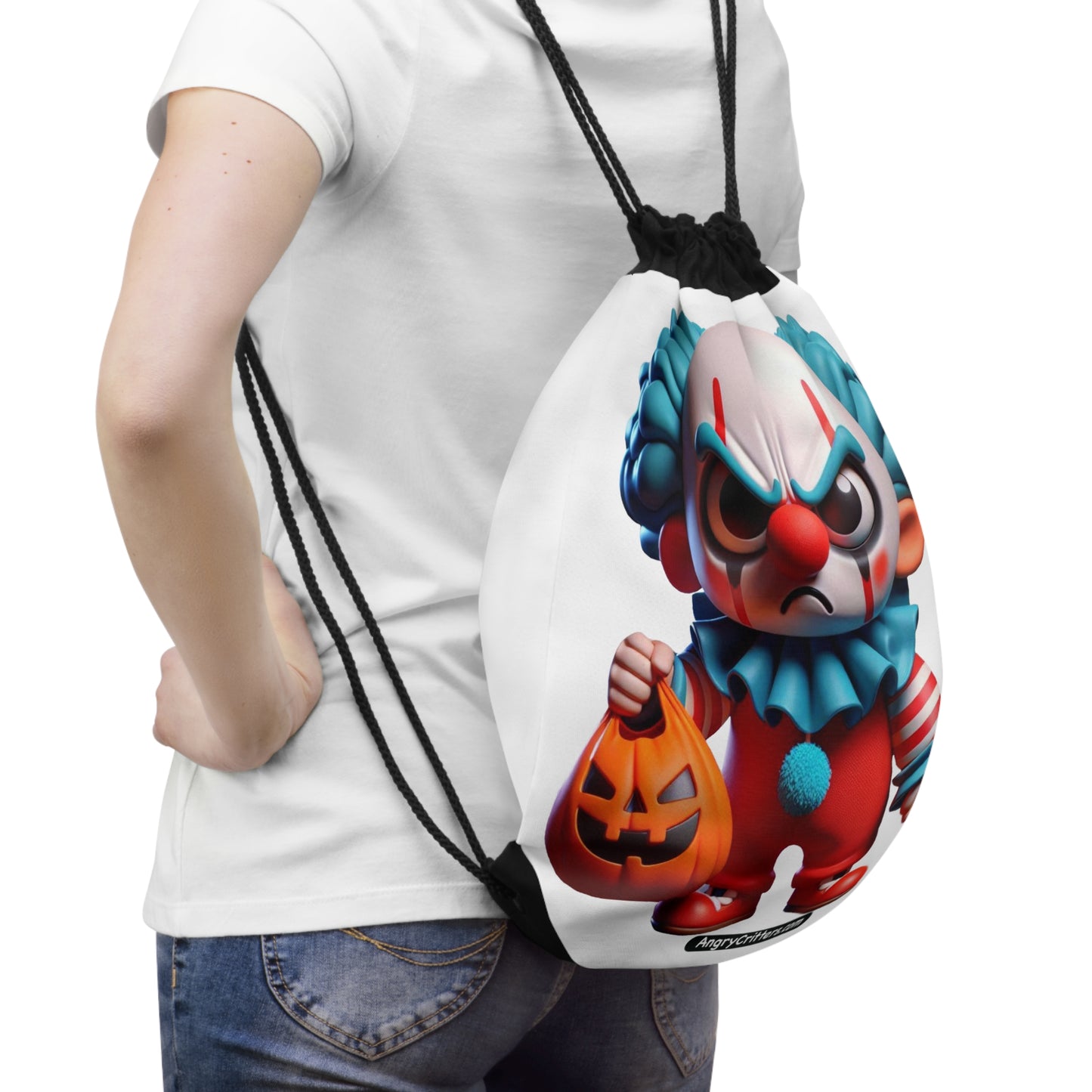 Angry Critters - Halloween Clown Blue, Drawstring Bag