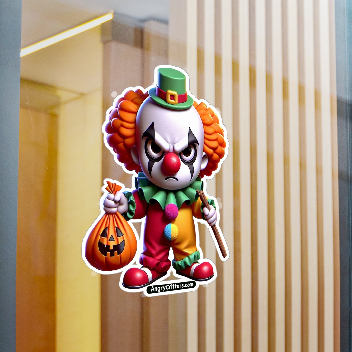 Angry Critters - Halloween Clown Orange, Kiss-Cut Vinyl Decals