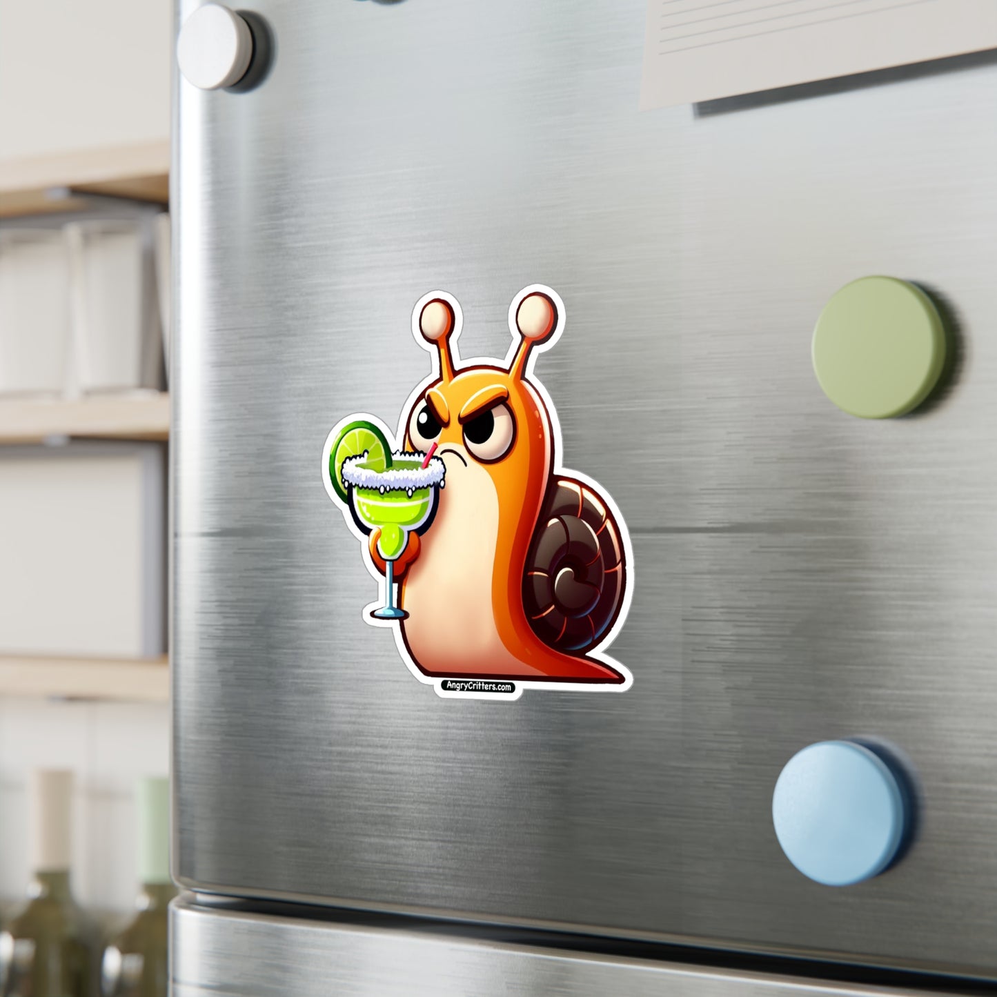 Angry Critters - Snail with Margarita, Kiss-Cut Vinyl Decals