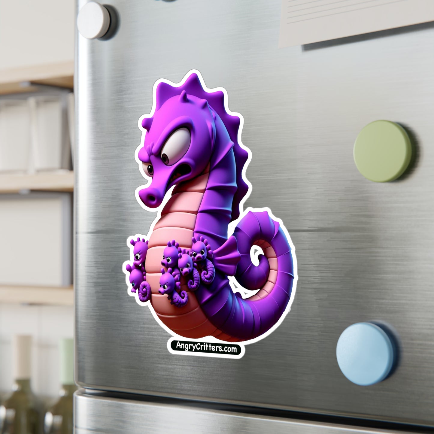 Angry Critters - Seahorse Dad, Kiss-Cut Vinyl Decals