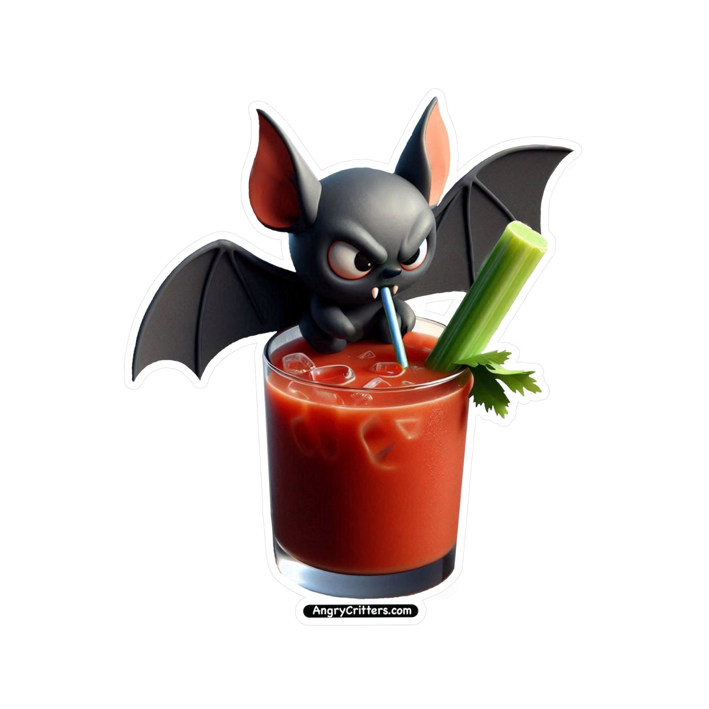 Angry Critters - Bat with Bloody Mary, Kiss-Cut Vinyl Decals