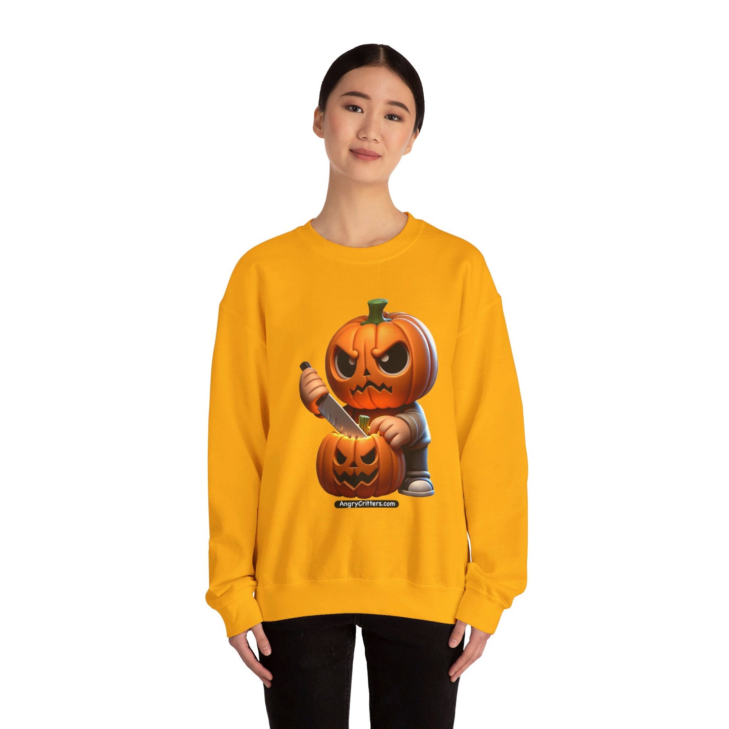 Angry Critters - Jack Carving Pumpkin, Unisex Heavy Blend™ Crewneck Sweatshirt