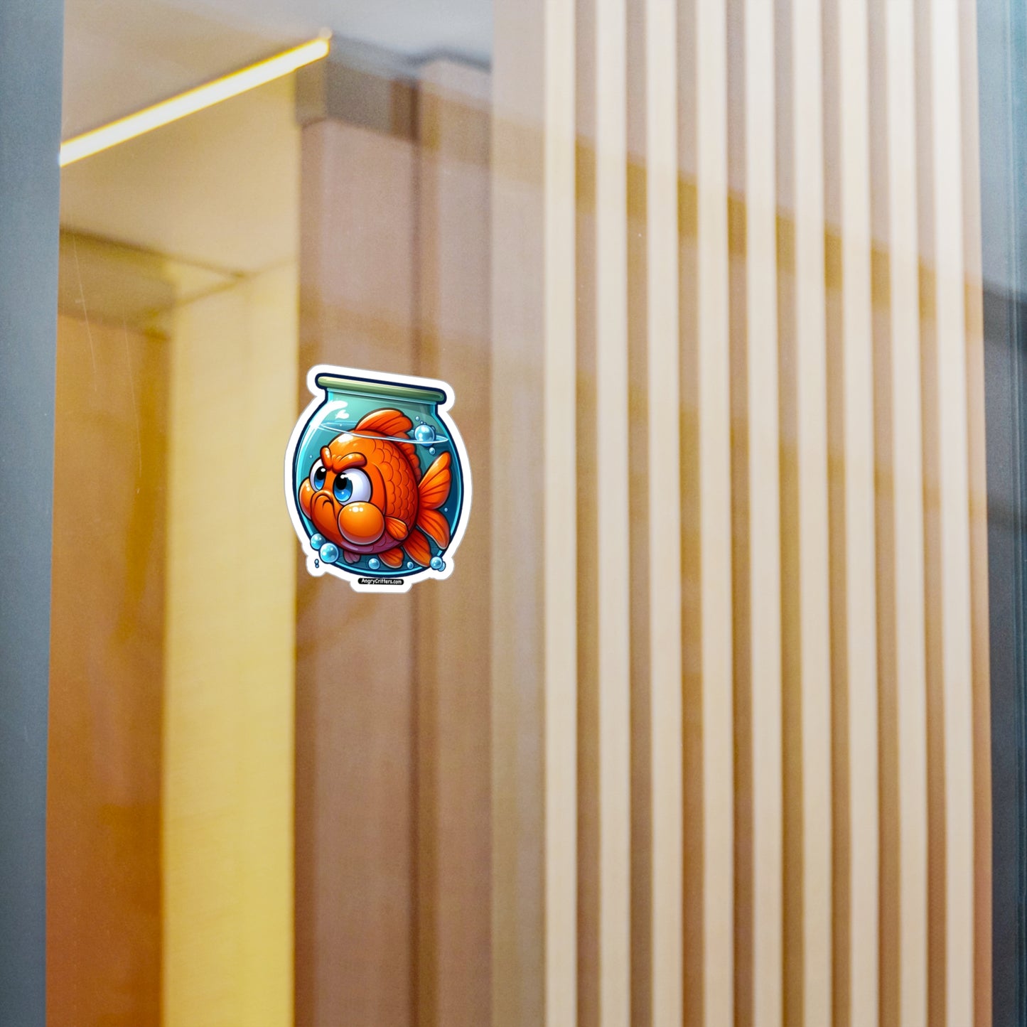 Angry Critters - Goldfish Living in a Fishbowl, Kiss-Cut Vinyl Decals