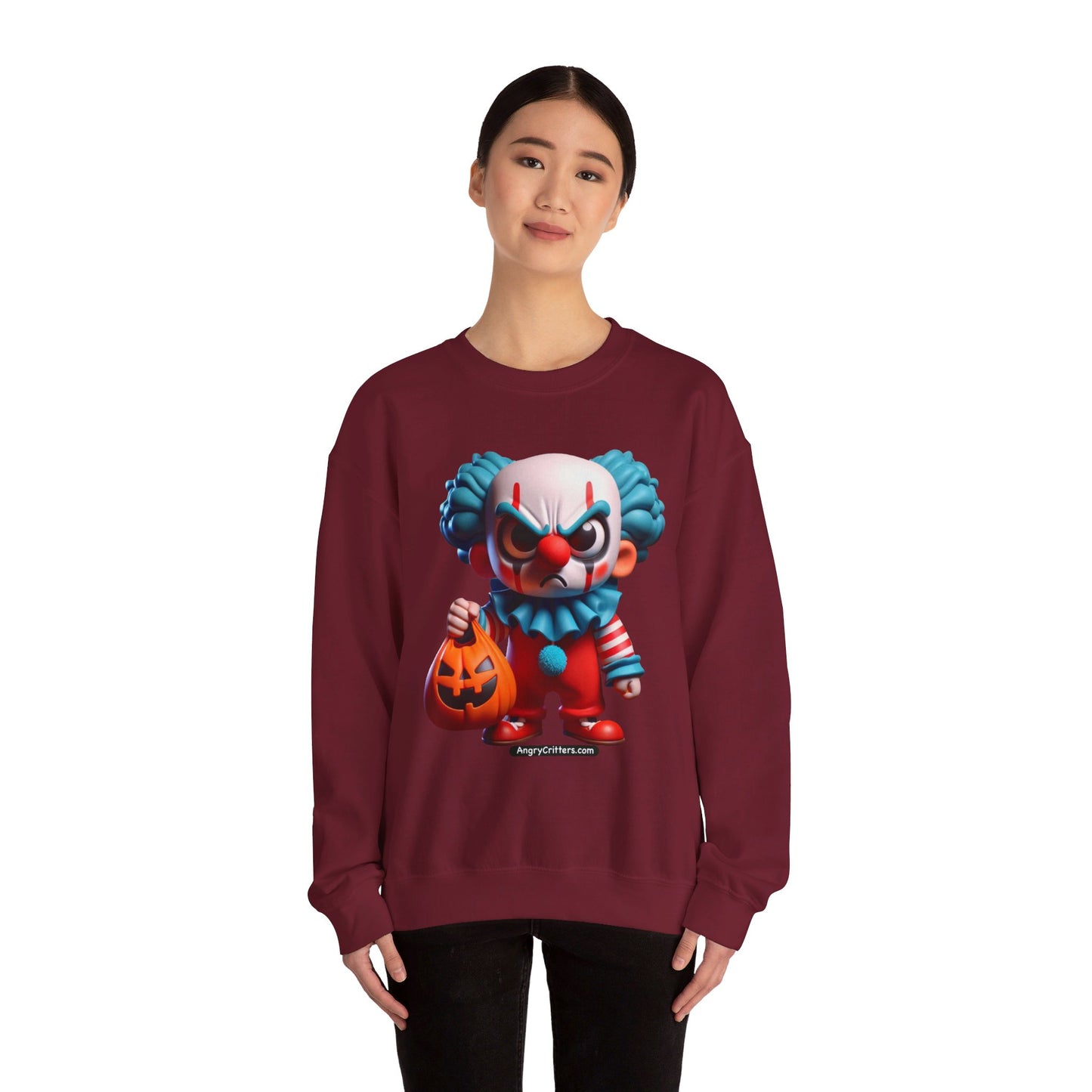 Angry Critters - Halloween Clown Blue, Unisex Heavy Blend™ Crewneck Sweatshirt