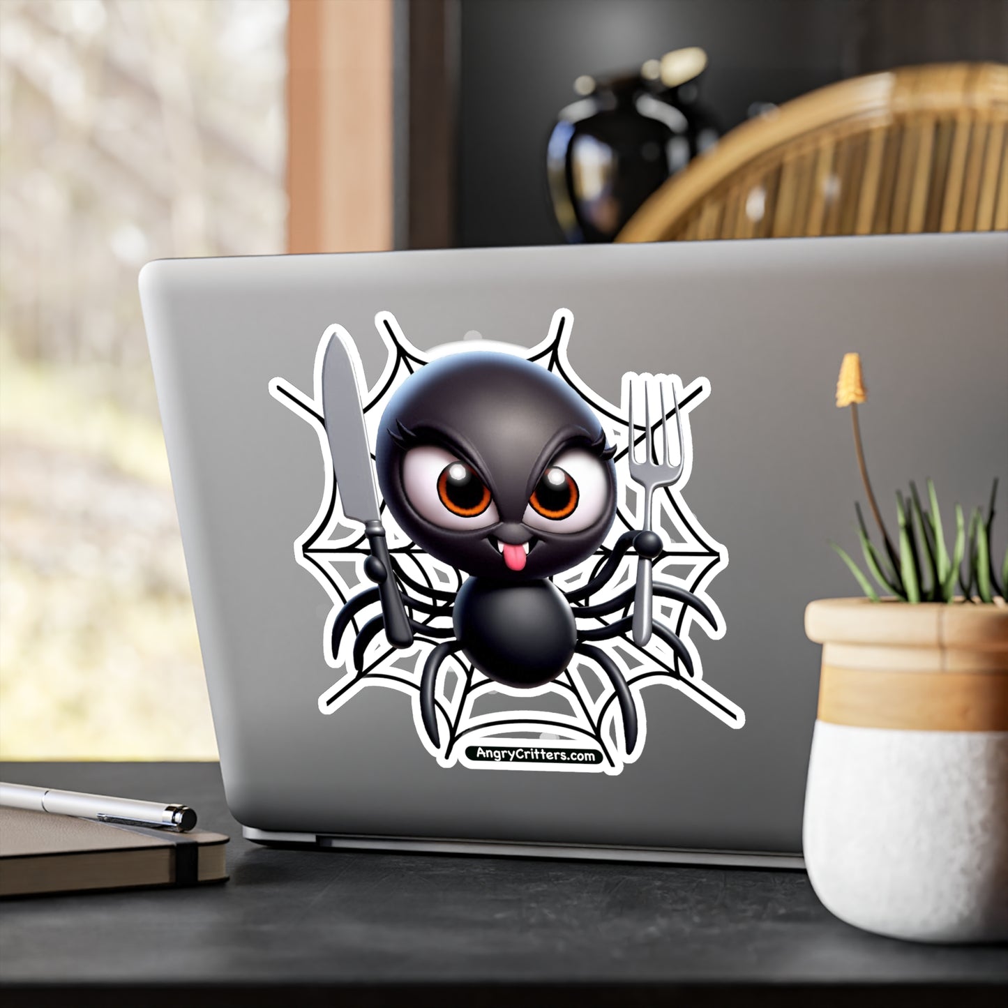 Angry Critters - Black Widow Spider, Kiss-Cut Vinyl Decals