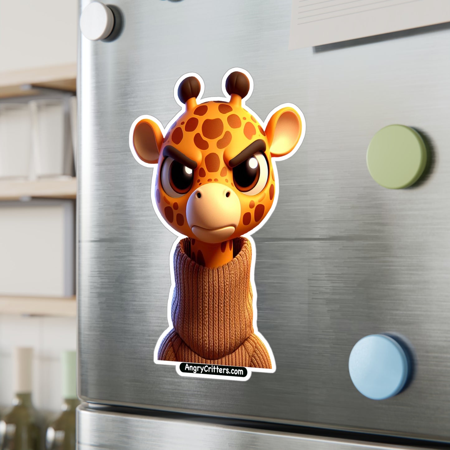 Angry Critters - Giraffe in Turtleneck, Kiss-Cut Vinyl Decals