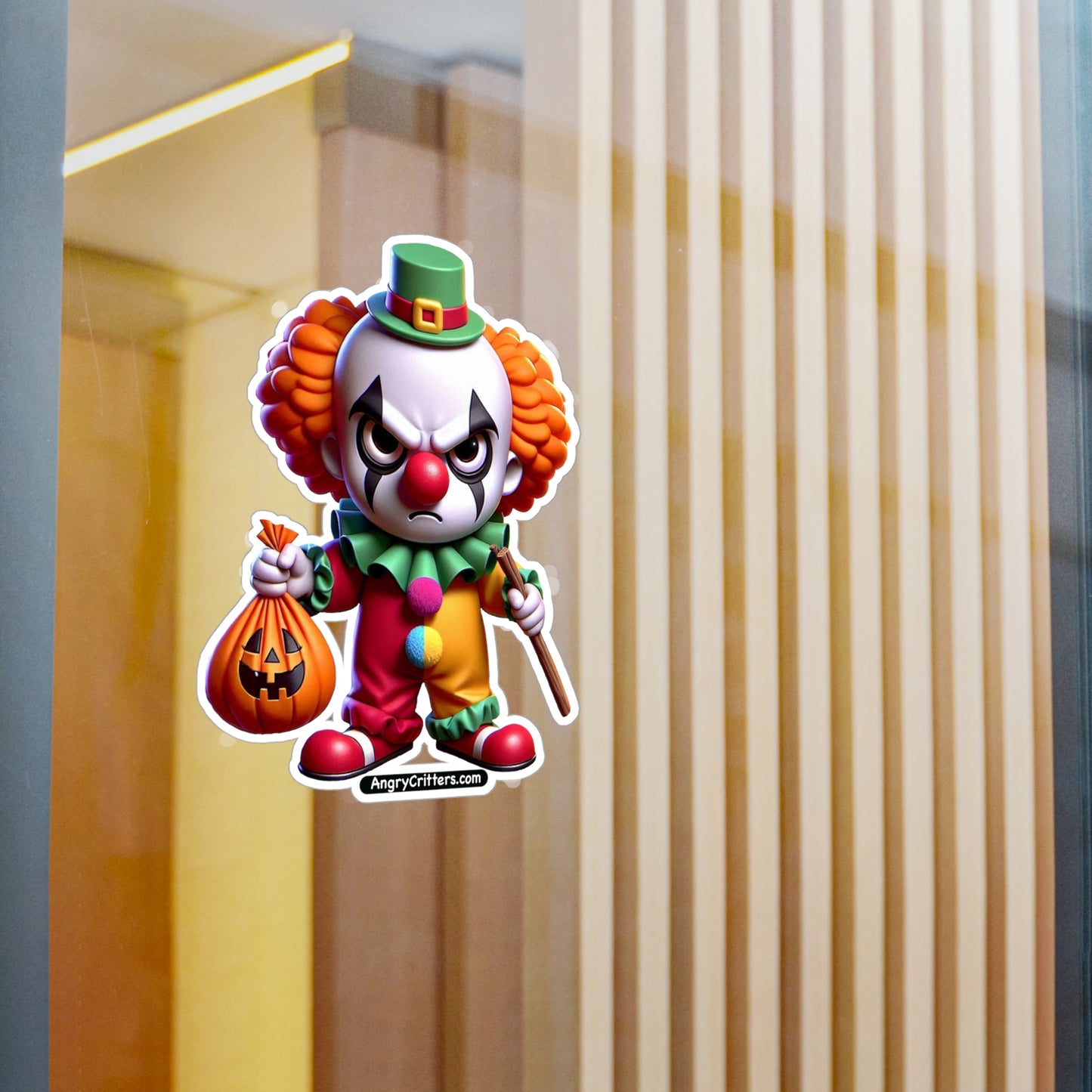 Angry Critters - Halloween Clown Orange, Kiss-Cut Vinyl Decals